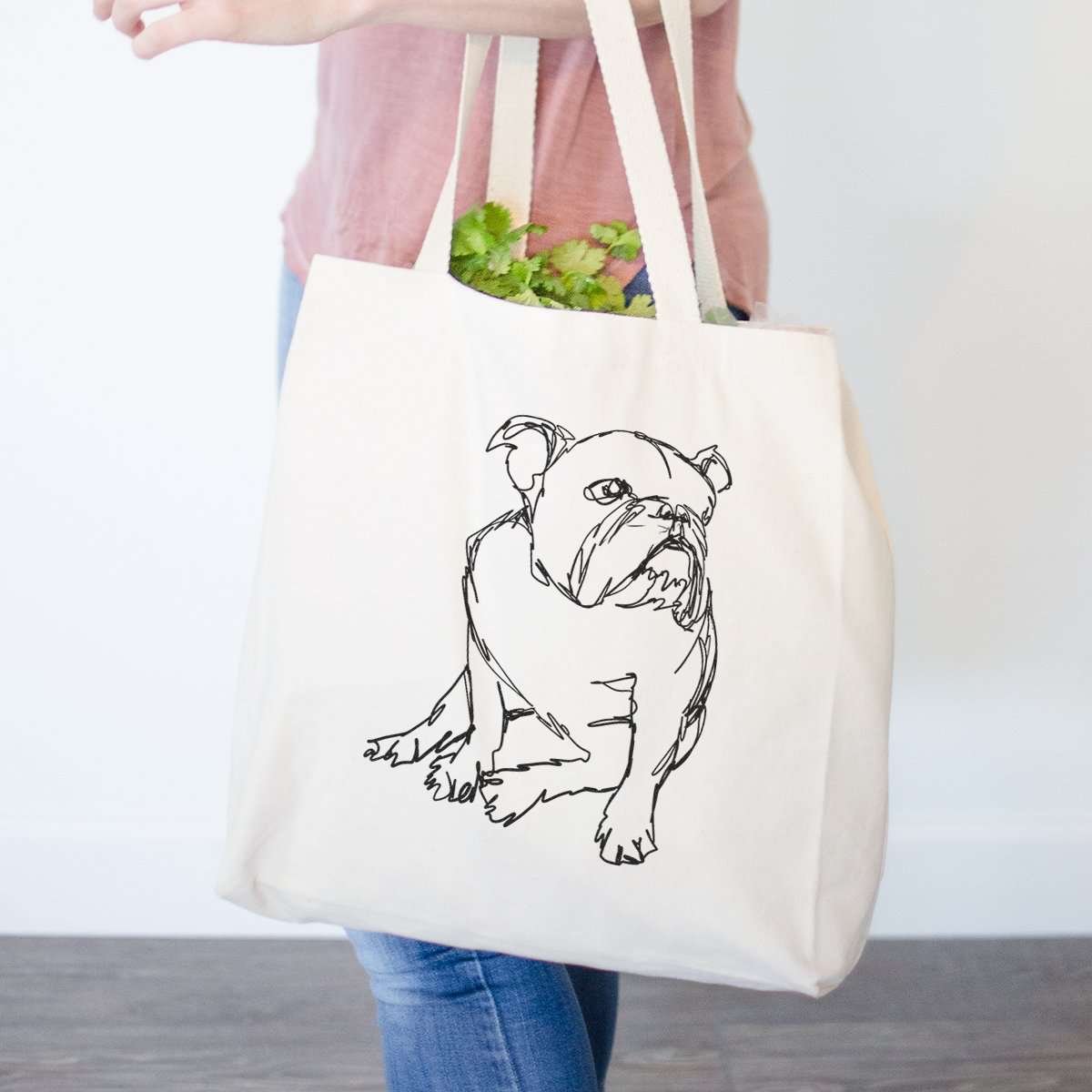 English Bulldog - Doodled - Tote Bag