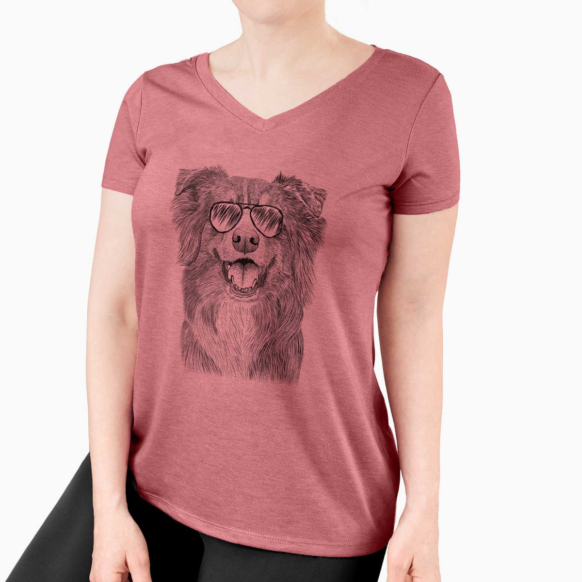 Aviator Aussie Parker the Australian Shepherd - Women's V-neck Shirt