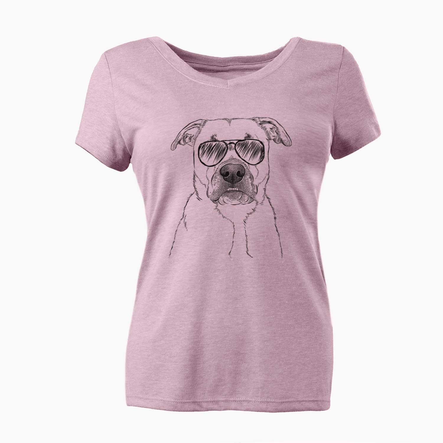 Aviator Abby the Boxer Beagle Mix - Women's V-neck Shirt