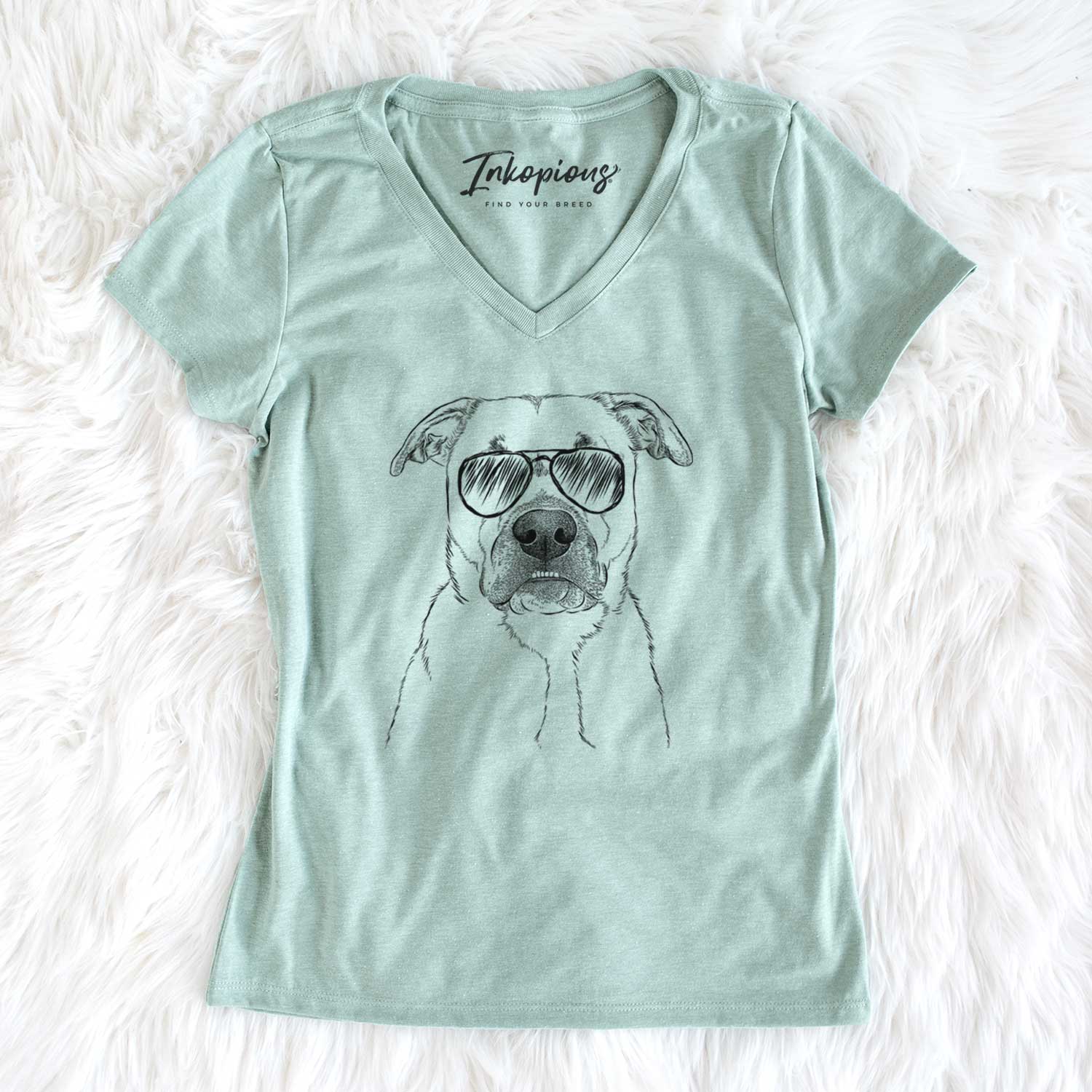 Aviator Abby the Boxer Beagle Mix - Women's V-neck Shirt