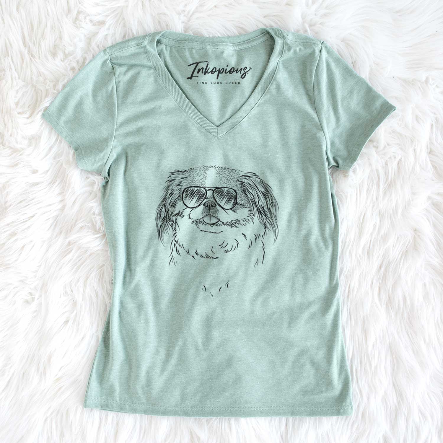 Aviator Abra Bean the Pekingese - Women's V-neck Shirt