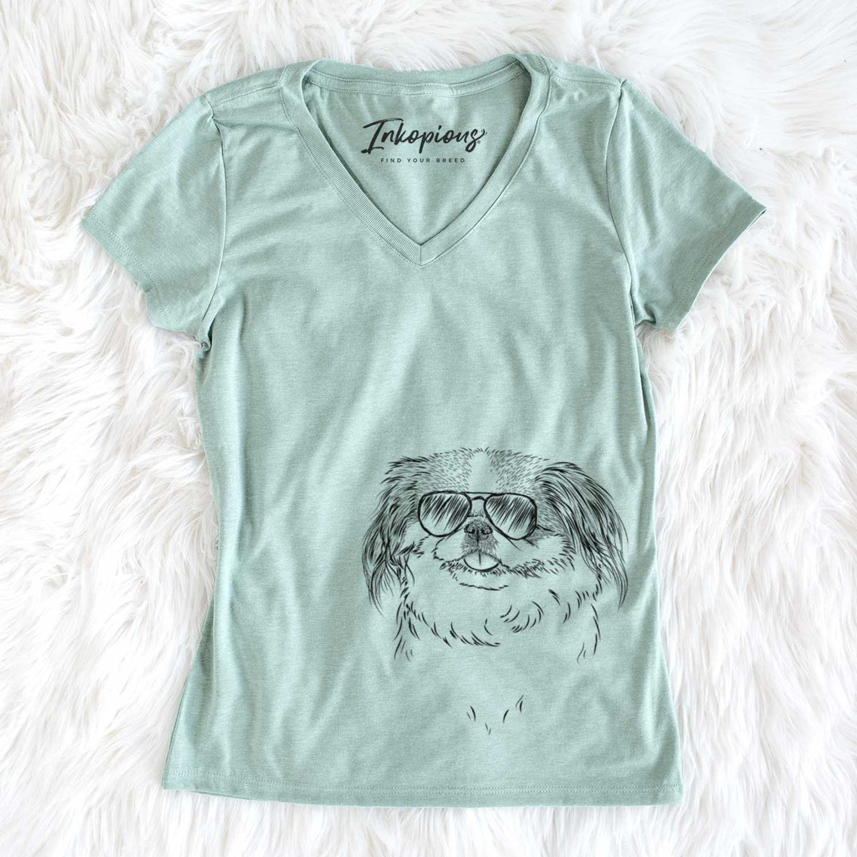 Aviator Abra Bean the Pekingese - Women's V-neck Shirt