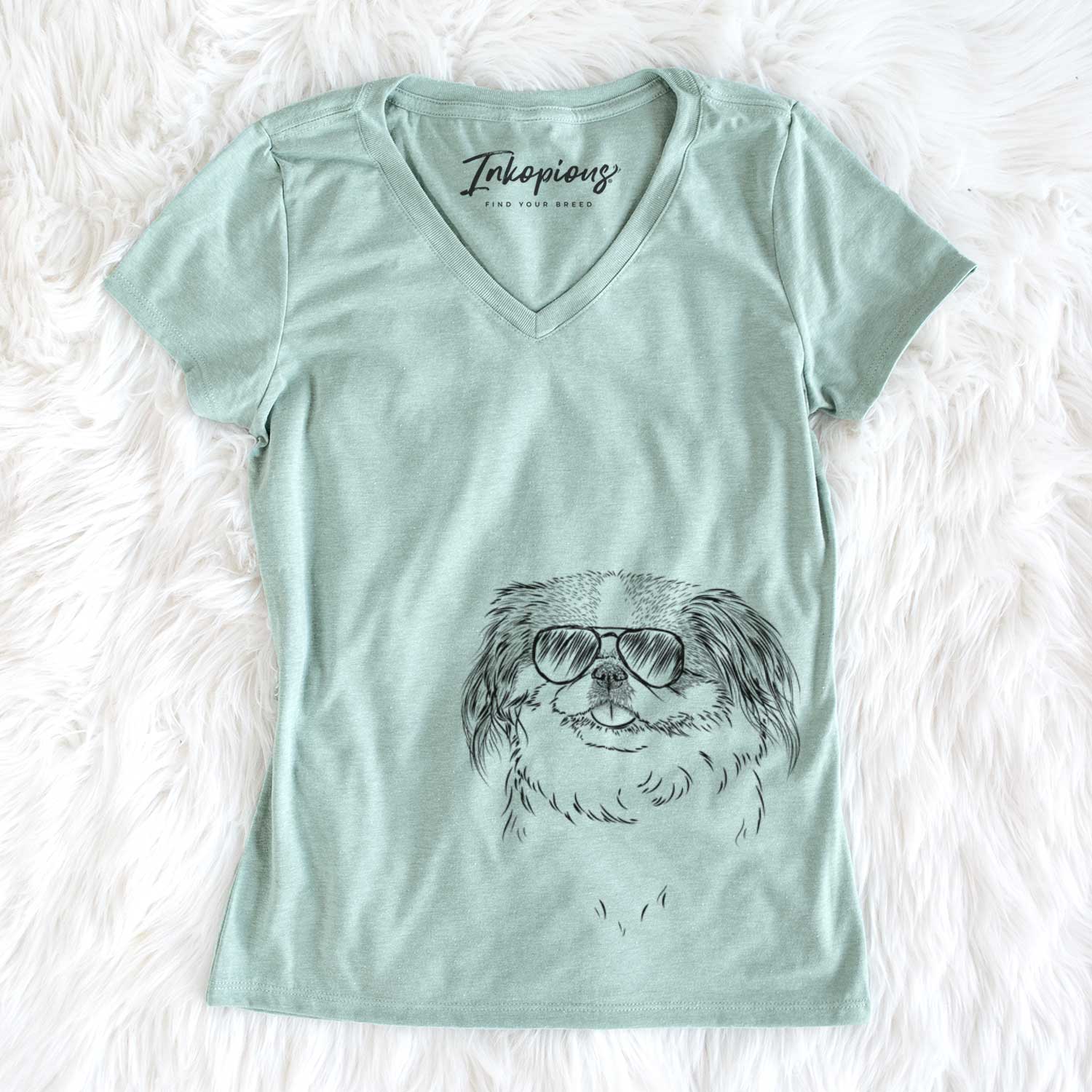 Aviator Abra Bean the Pekingese - Women's V-neck Shirt