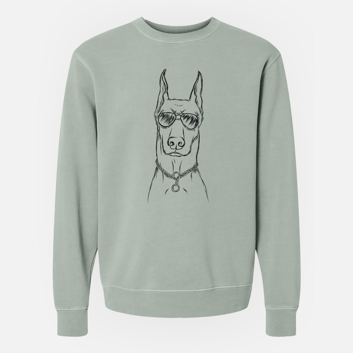 Aviator Ace the Doberman Pinscher - Unisex Pigment Dyed Crew Sweatshirt