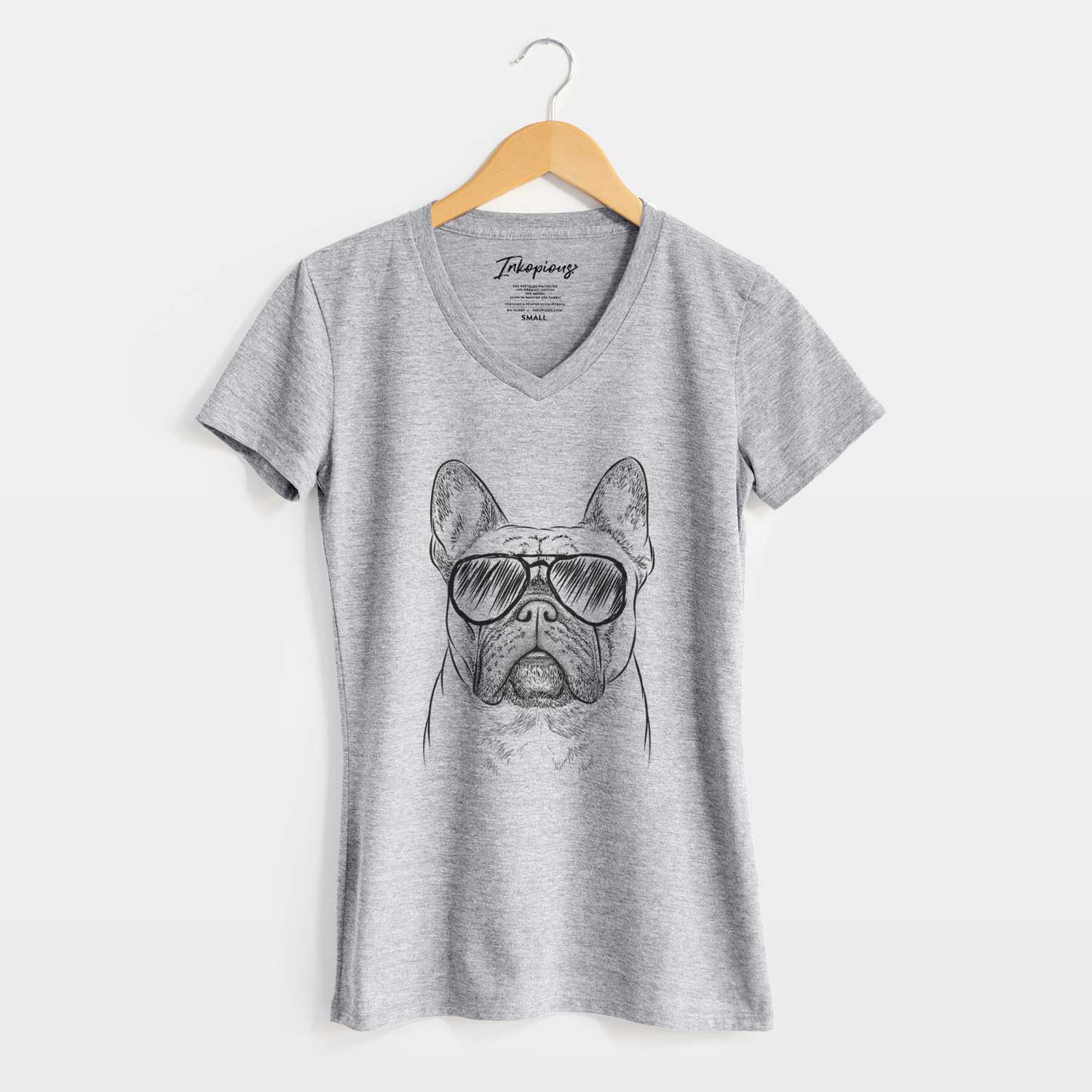 Aviator Acelynn the French Bulldog - Women's V-neck Shirt