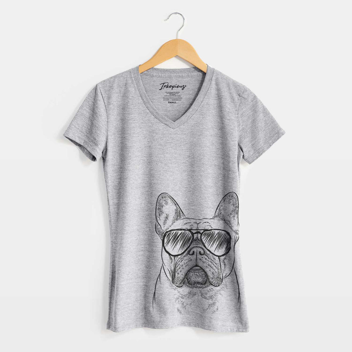 Aviator Acelynn the French Bulldog - Women&#39;s V-neck Shirt