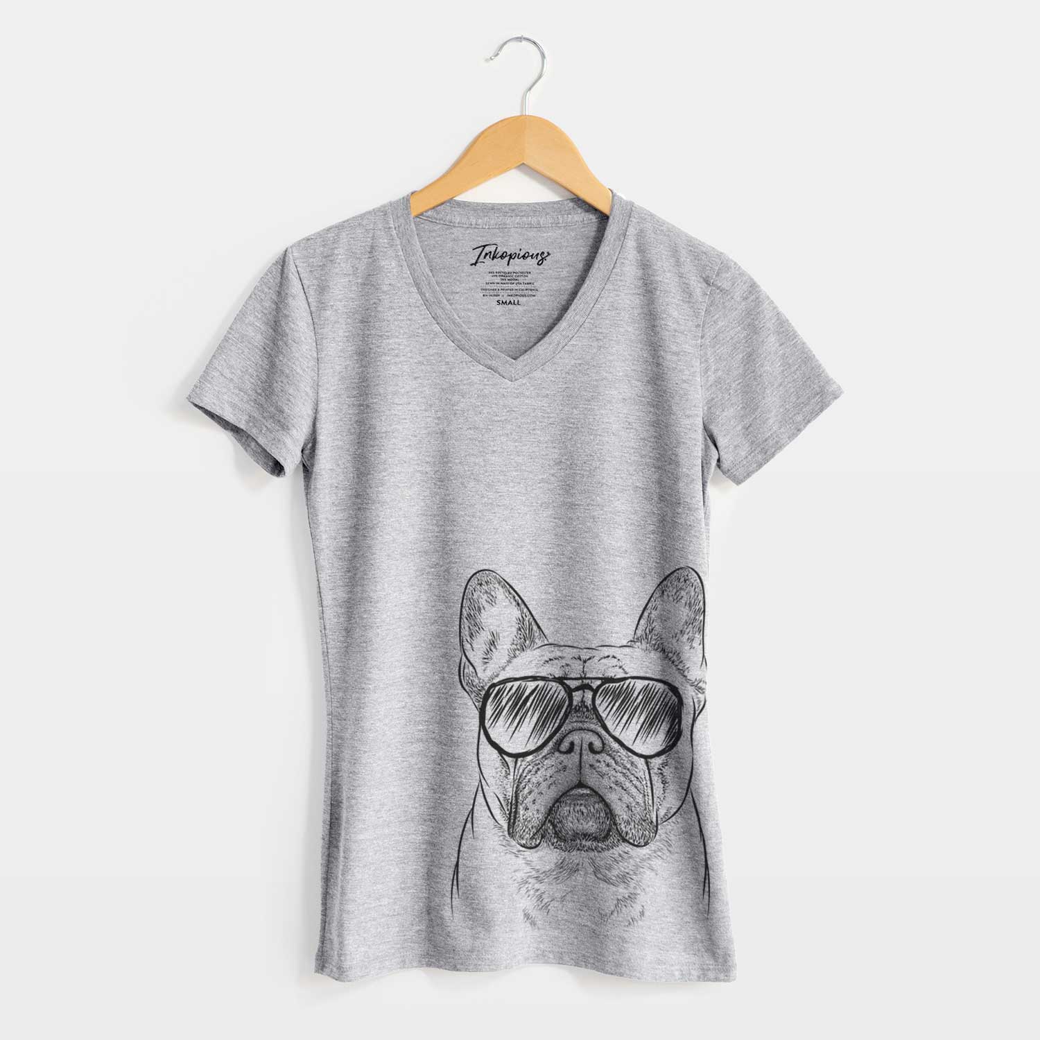 Aviator Acelynn the French Bulldog - Women's V-neck Shirt