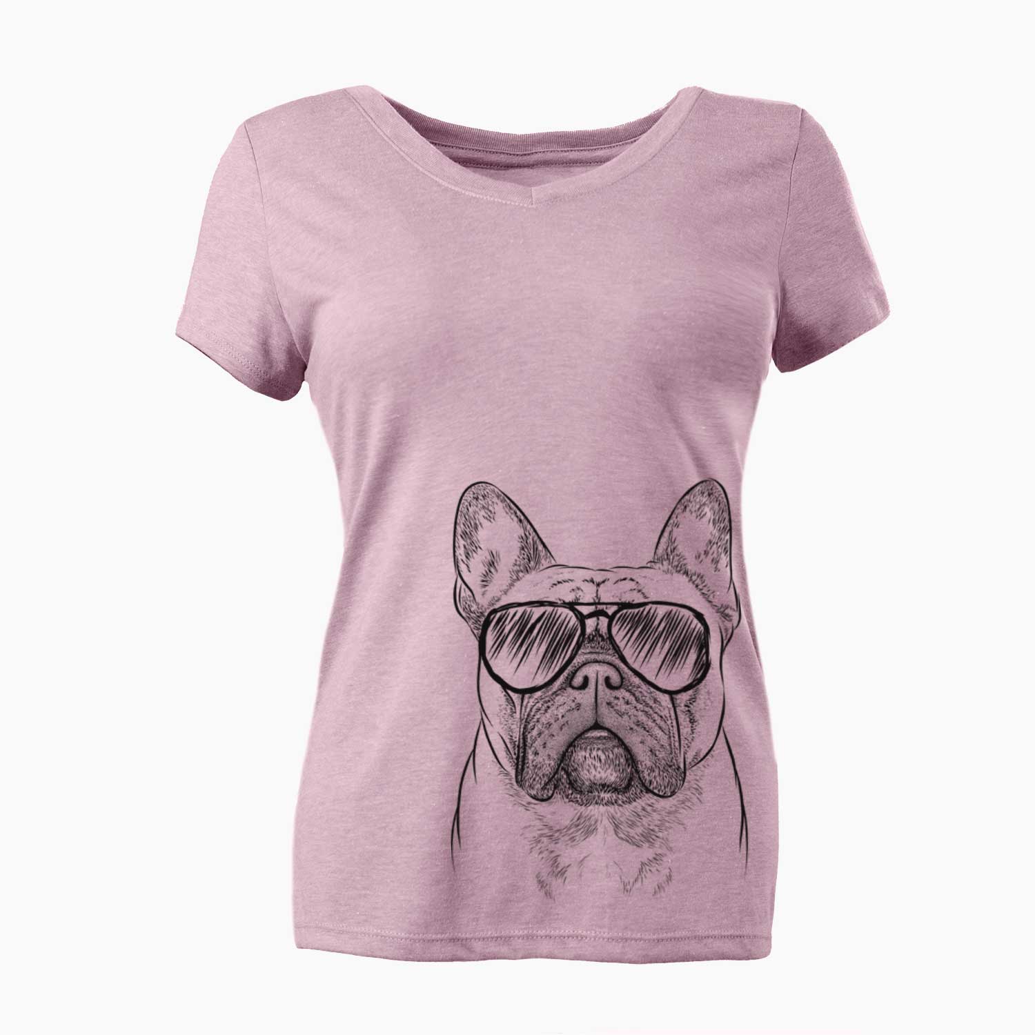 Aviator Acelynn the French Bulldog - Women's V-neck Shirt