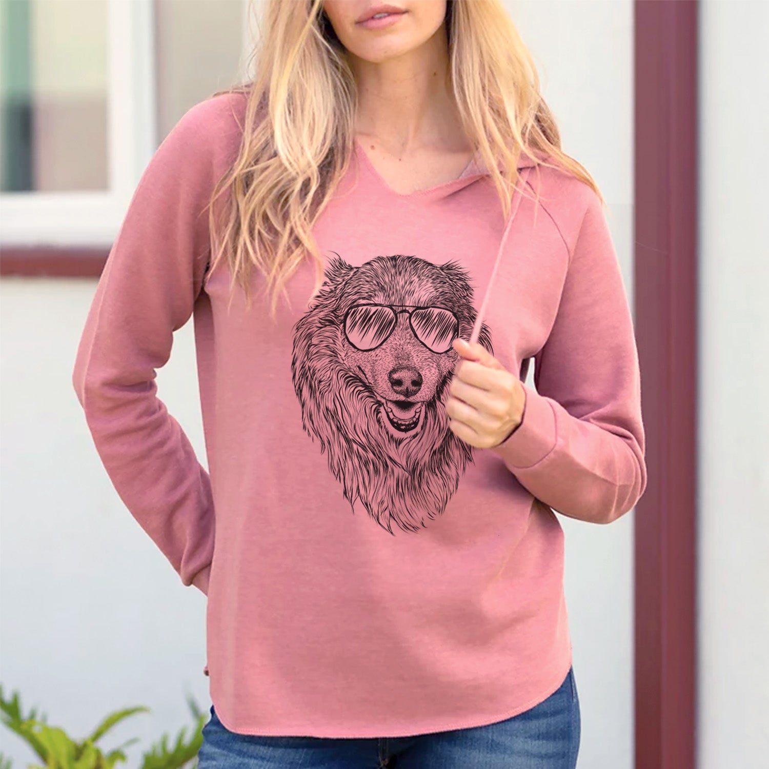 Aviator Addie the Collie Mix - Cali Wave Hooded Sweatshirt