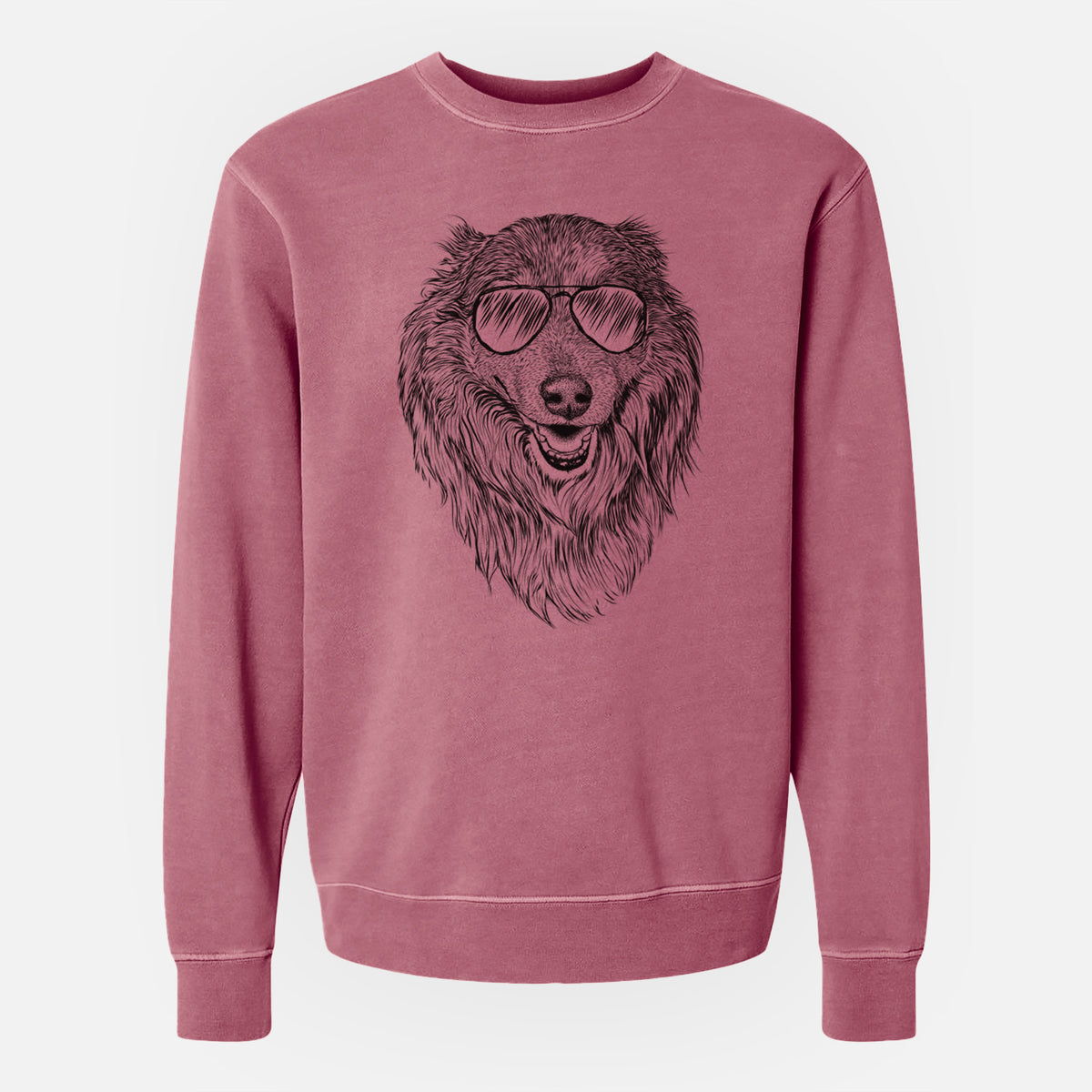 Aviator Addie the Collie Mix - Unisex Pigment Dyed Crew Sweatshirt