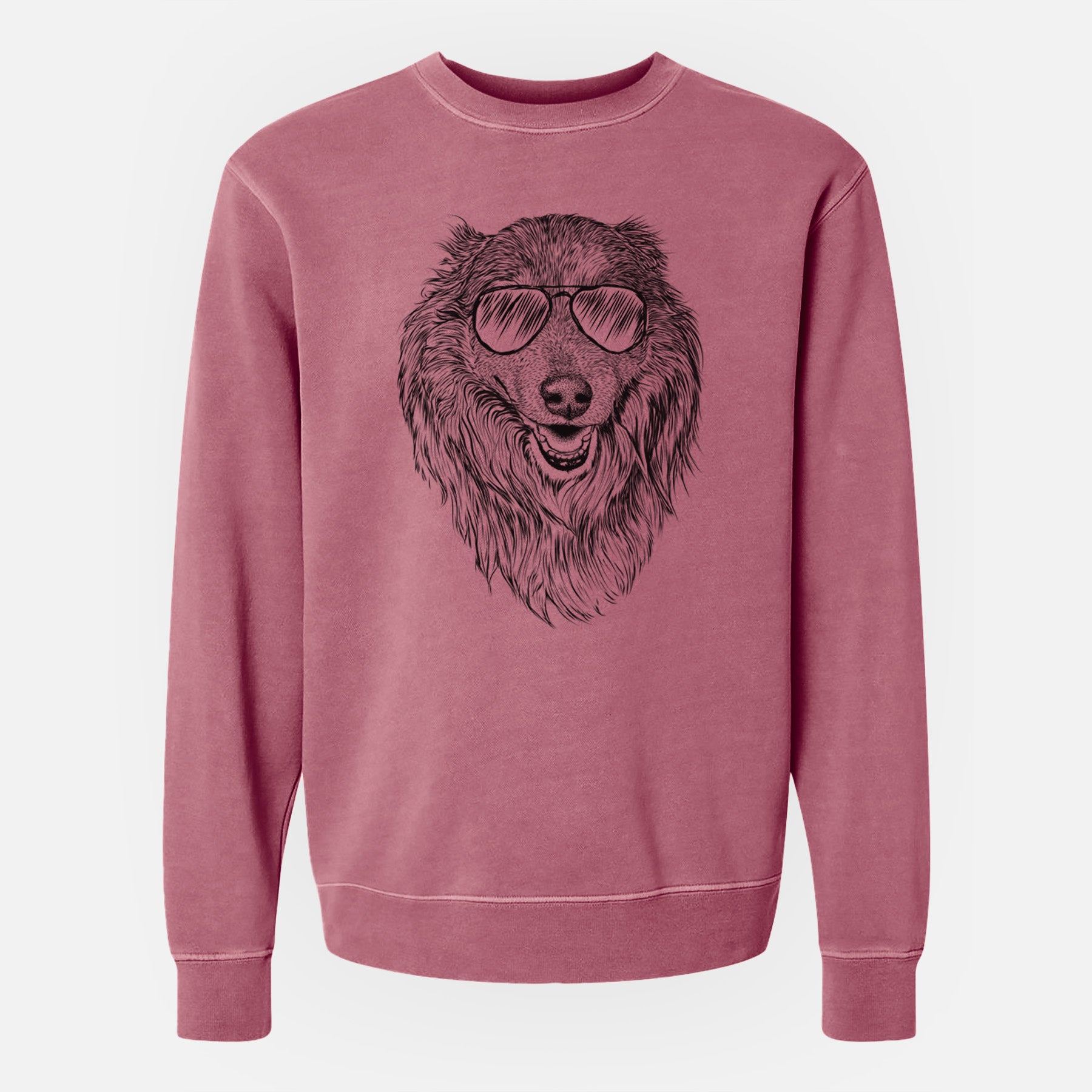 Aviator Addie the Collie Mix - Unisex Pigment Dyed Crew Sweatshirt
