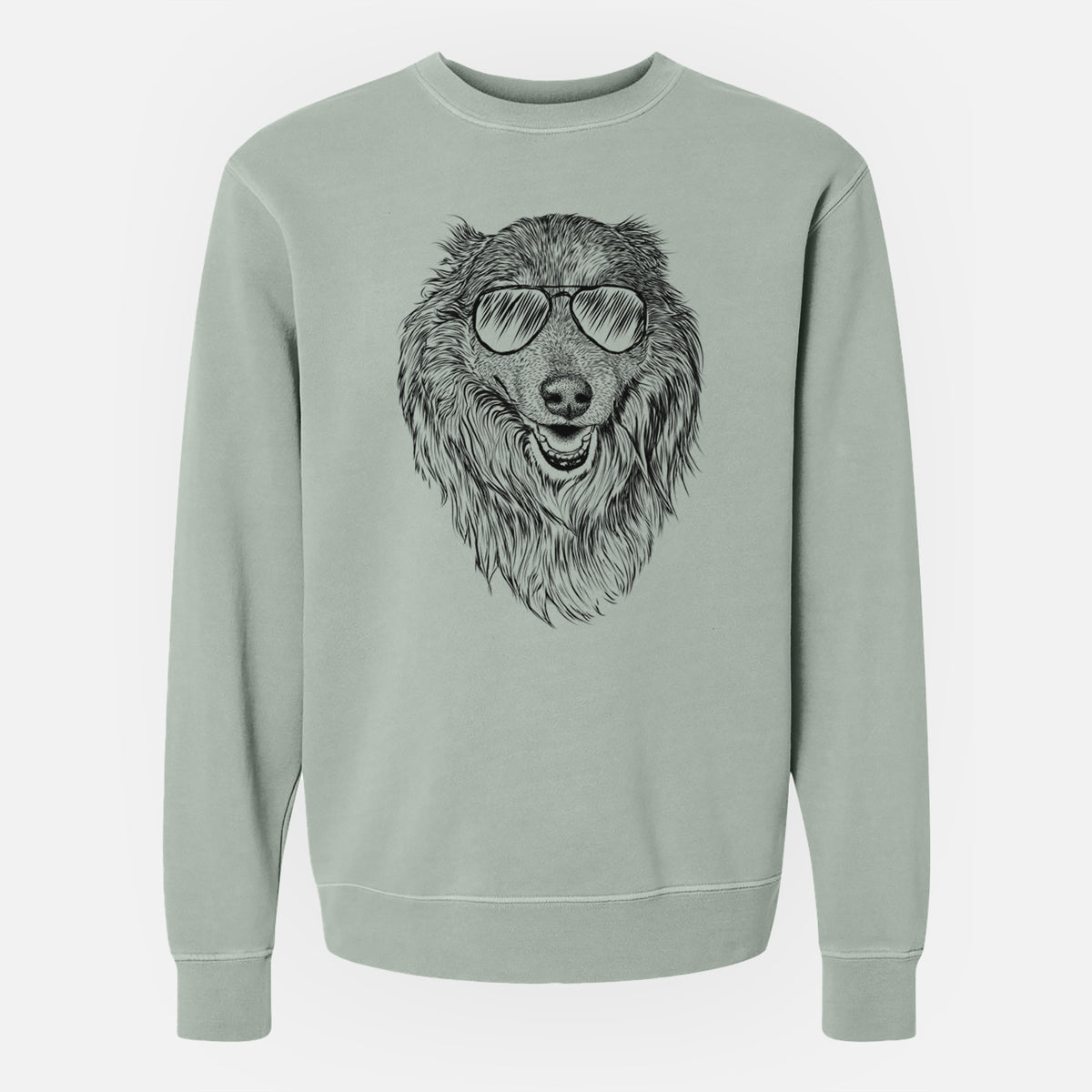 Aviator Addie the Collie Mix - Unisex Pigment Dyed Crew Sweatshirt