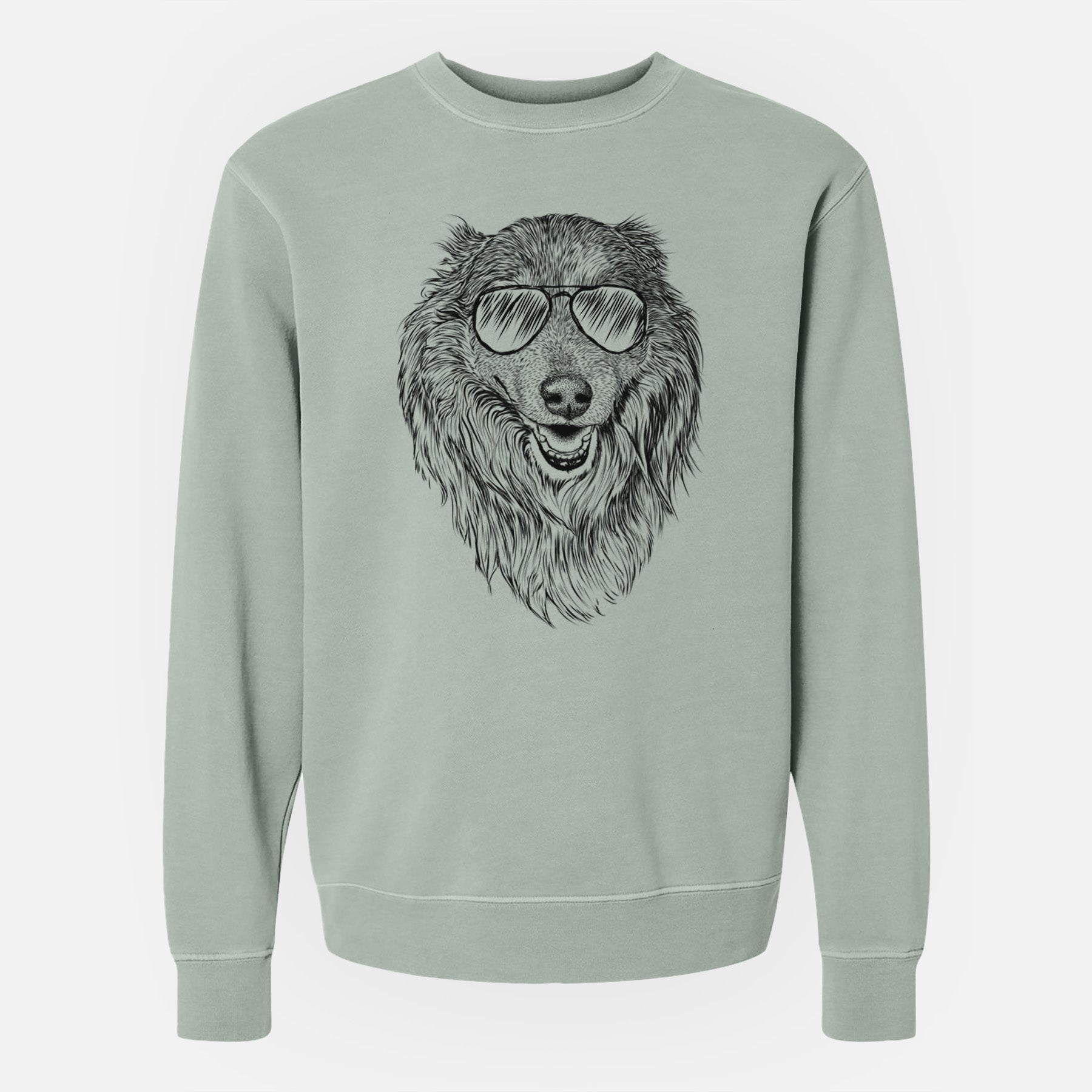Aviator Addie the Collie Mix - Unisex Pigment Dyed Crew Sweatshirt