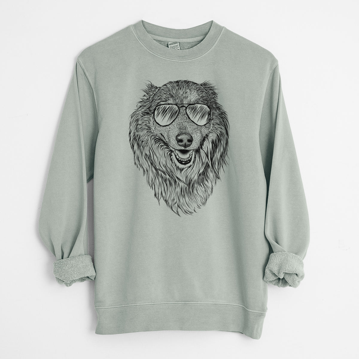 Aviator Addie the Collie Mix - Unisex Pigment Dyed Crew Sweatshirt