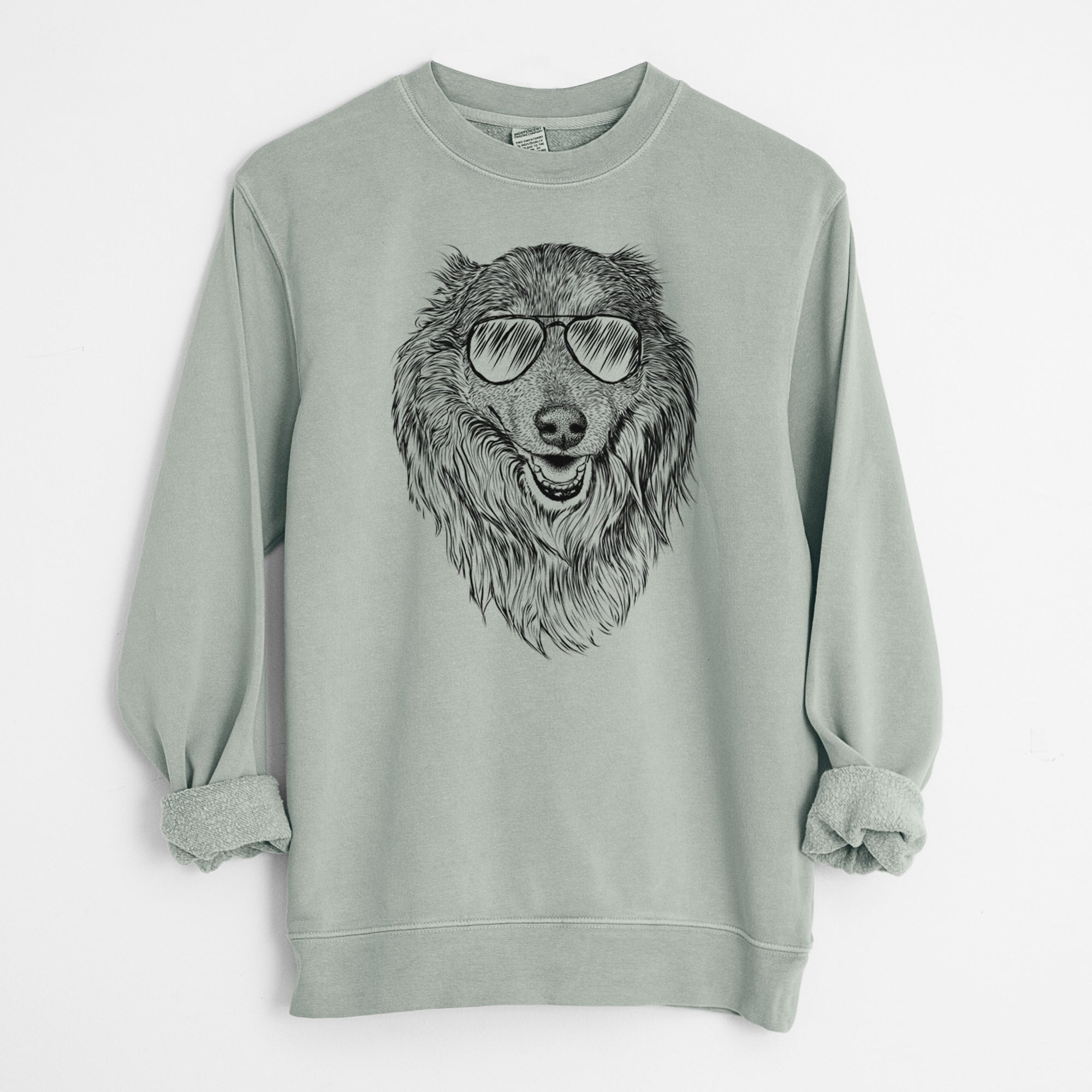 Aviator Addie the Collie Mix - Unisex Pigment Dyed Crew Sweatshirt