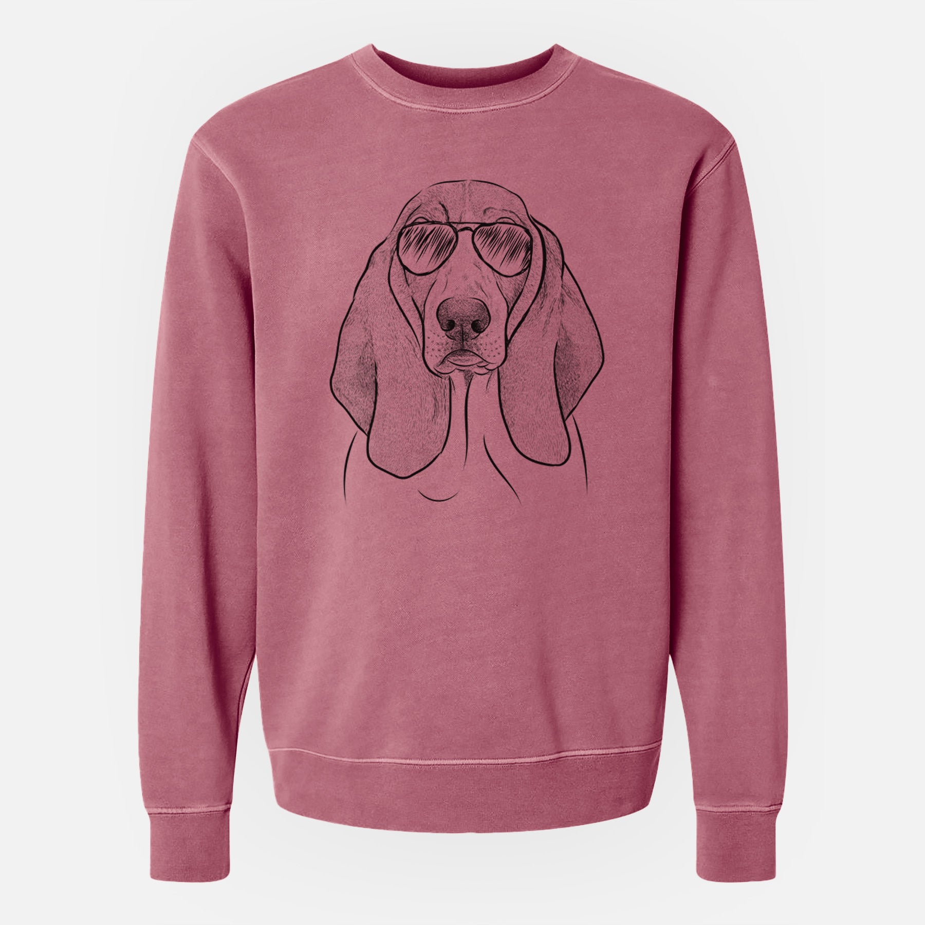 Aviator Addison the Basset Hound - Unisex Pigment Dyed Crew Sweatshirt
