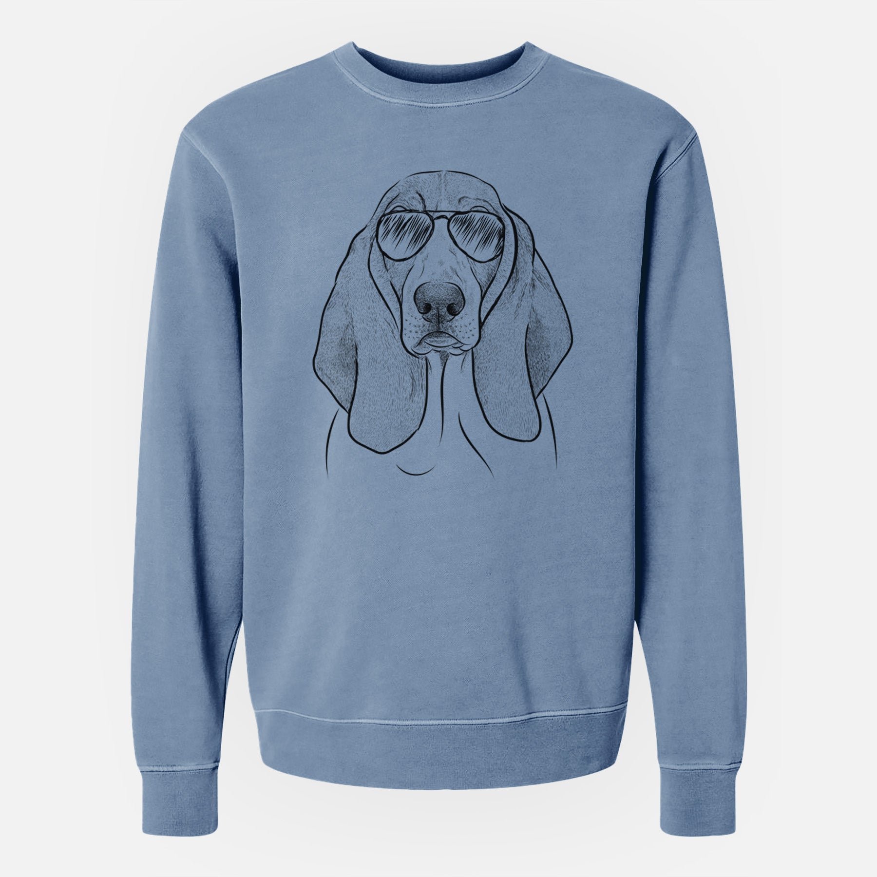 Aviator Addison the Basset Hound - Unisex Pigment Dyed Crew Sweatshirt