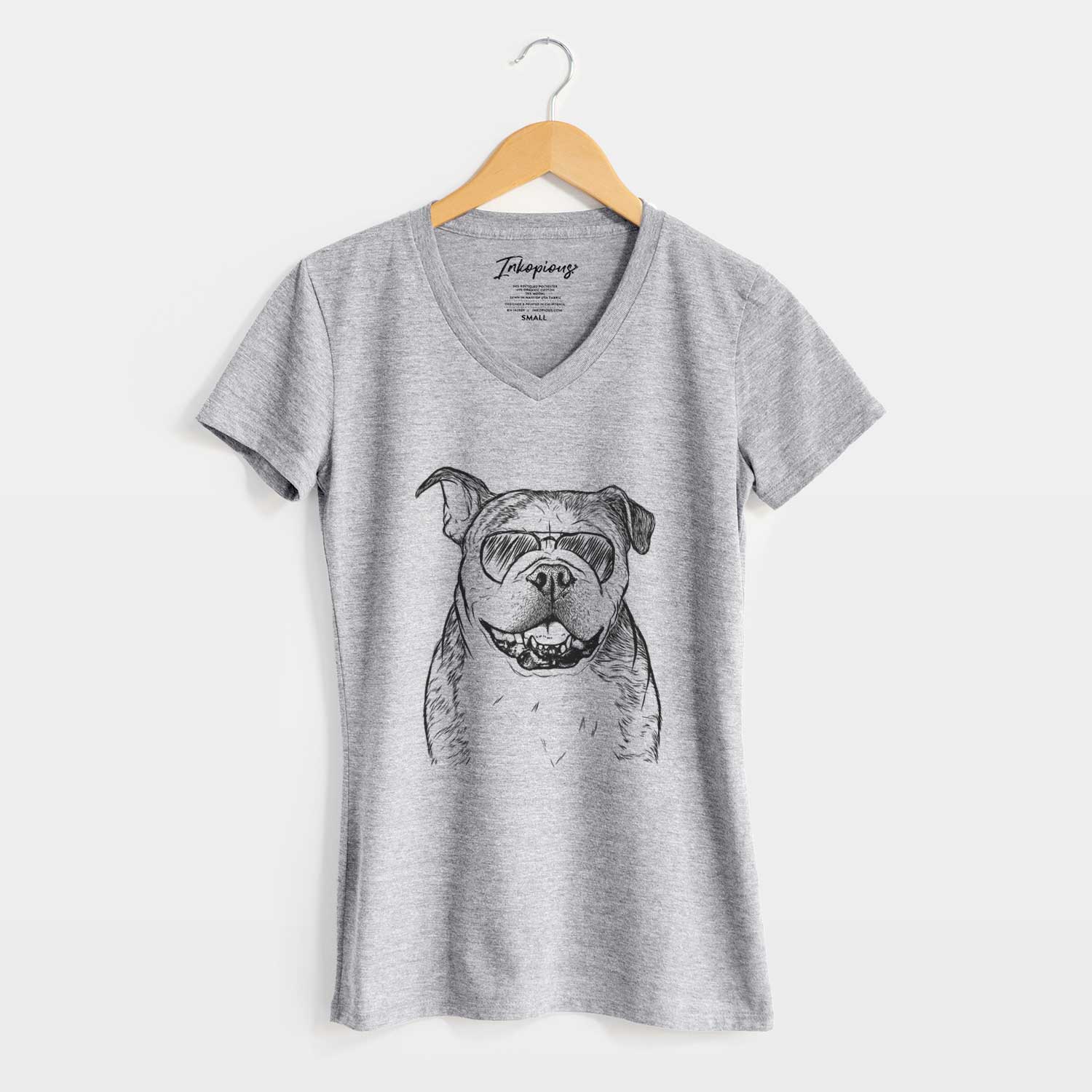 Aviator Agatha the Boston Bulldog - Women's V-neck Shirt