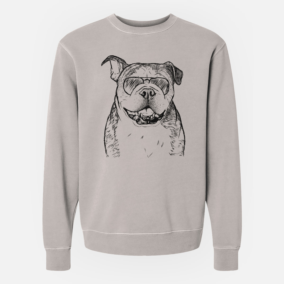 Aviator Agatha the Boston Bulldog - Unisex Pigment Dyed Crew Sweatshirt