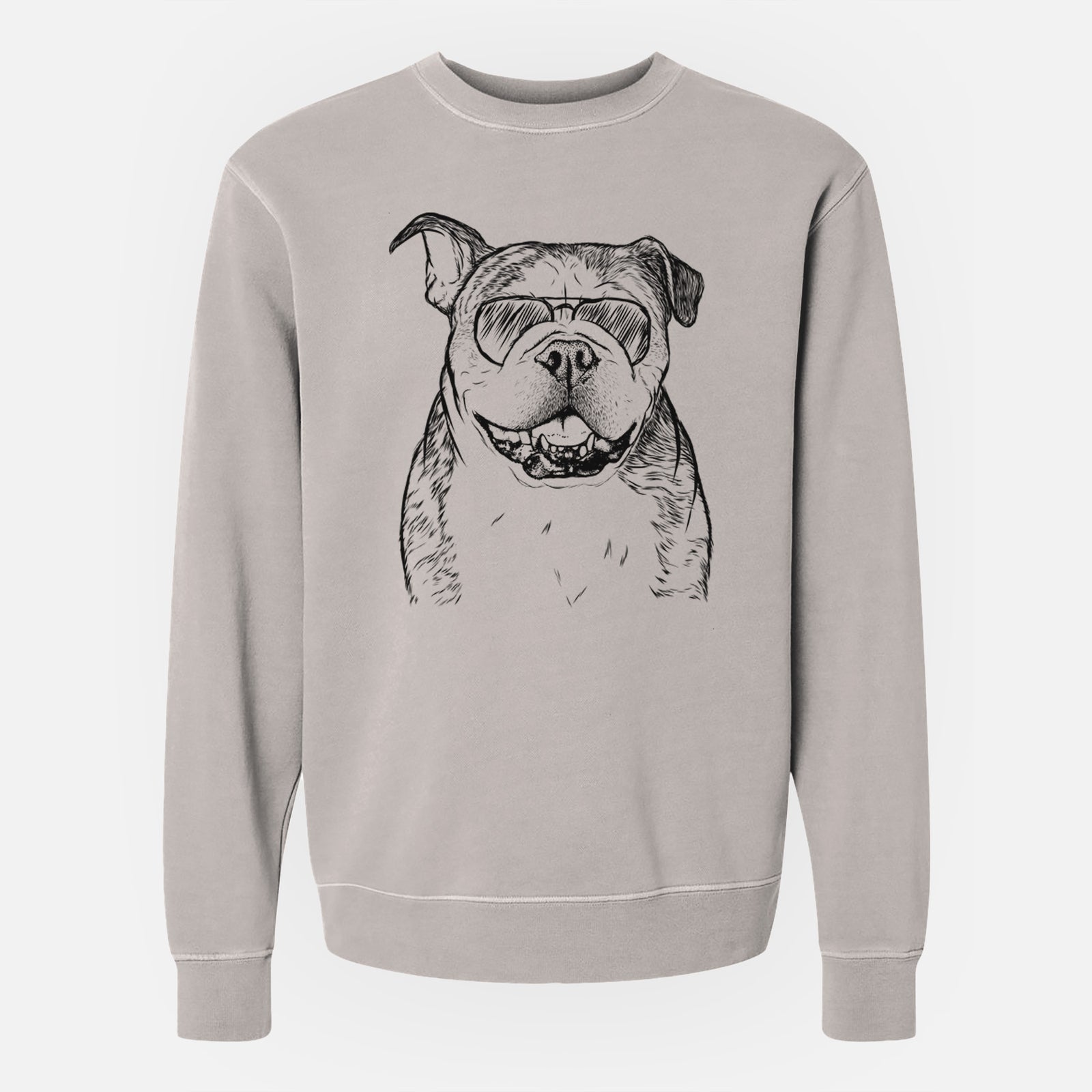 Aviator Agatha the Boston Bulldog - Unisex Pigment Dyed Crew Sweatshirt