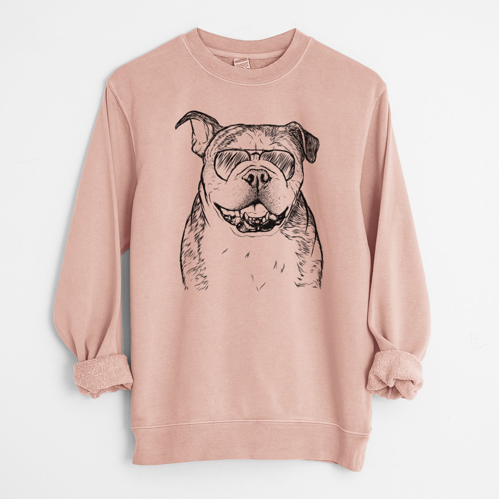 Aviator Agatha the Boston Bulldog - Unisex Pigment Dyed Crew Sweatshirt