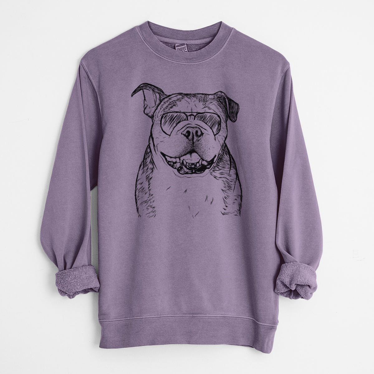 Aviator Agatha the Boston Bulldog - Unisex Pigment Dyed Crew Sweatshirt