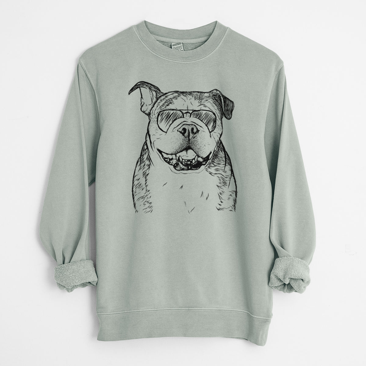 Aviator Agatha the Boston Bulldog - Unisex Pigment Dyed Crew Sweatshirt