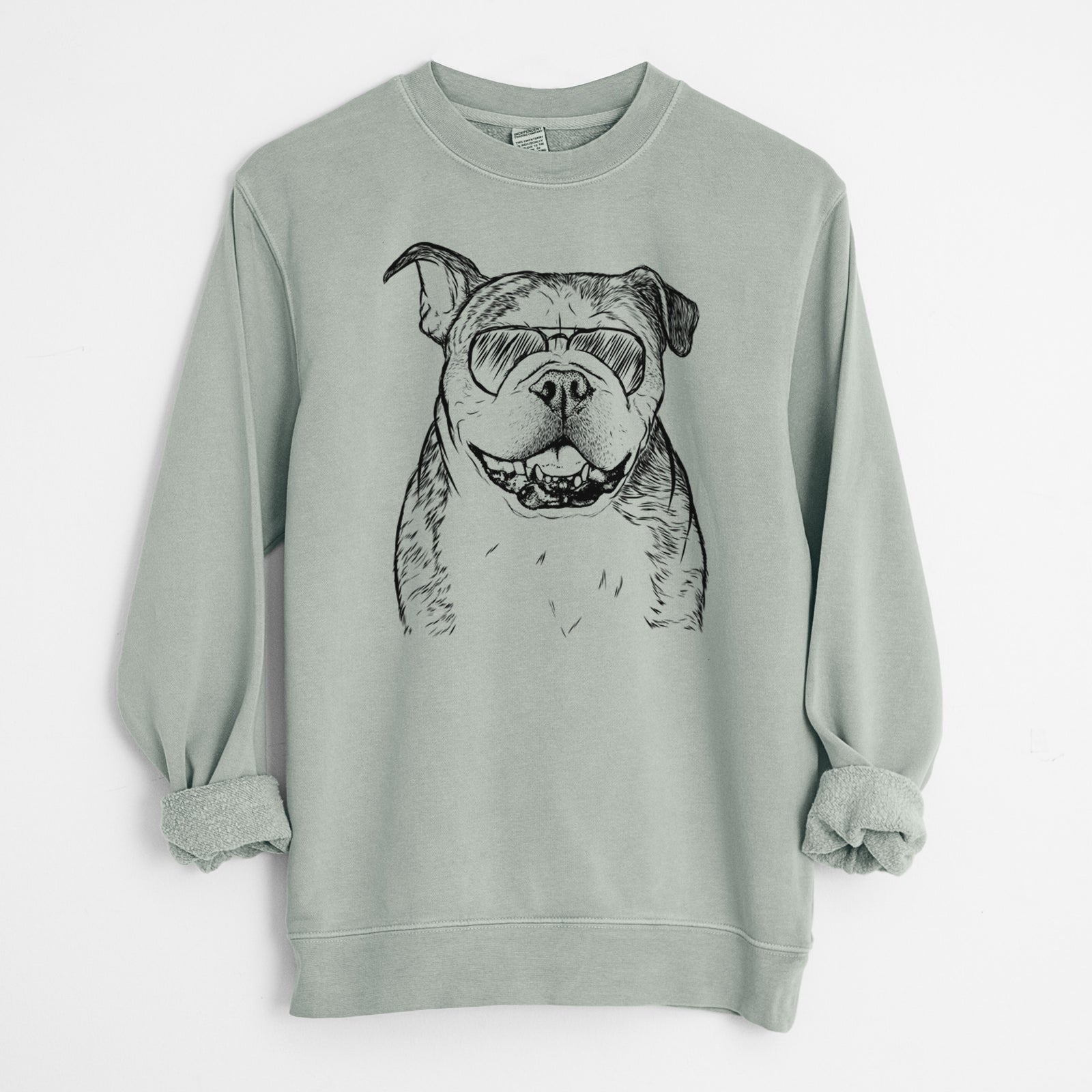 Aviator Agatha the Boston Bulldog - Unisex Pigment Dyed Crew Sweatshirt