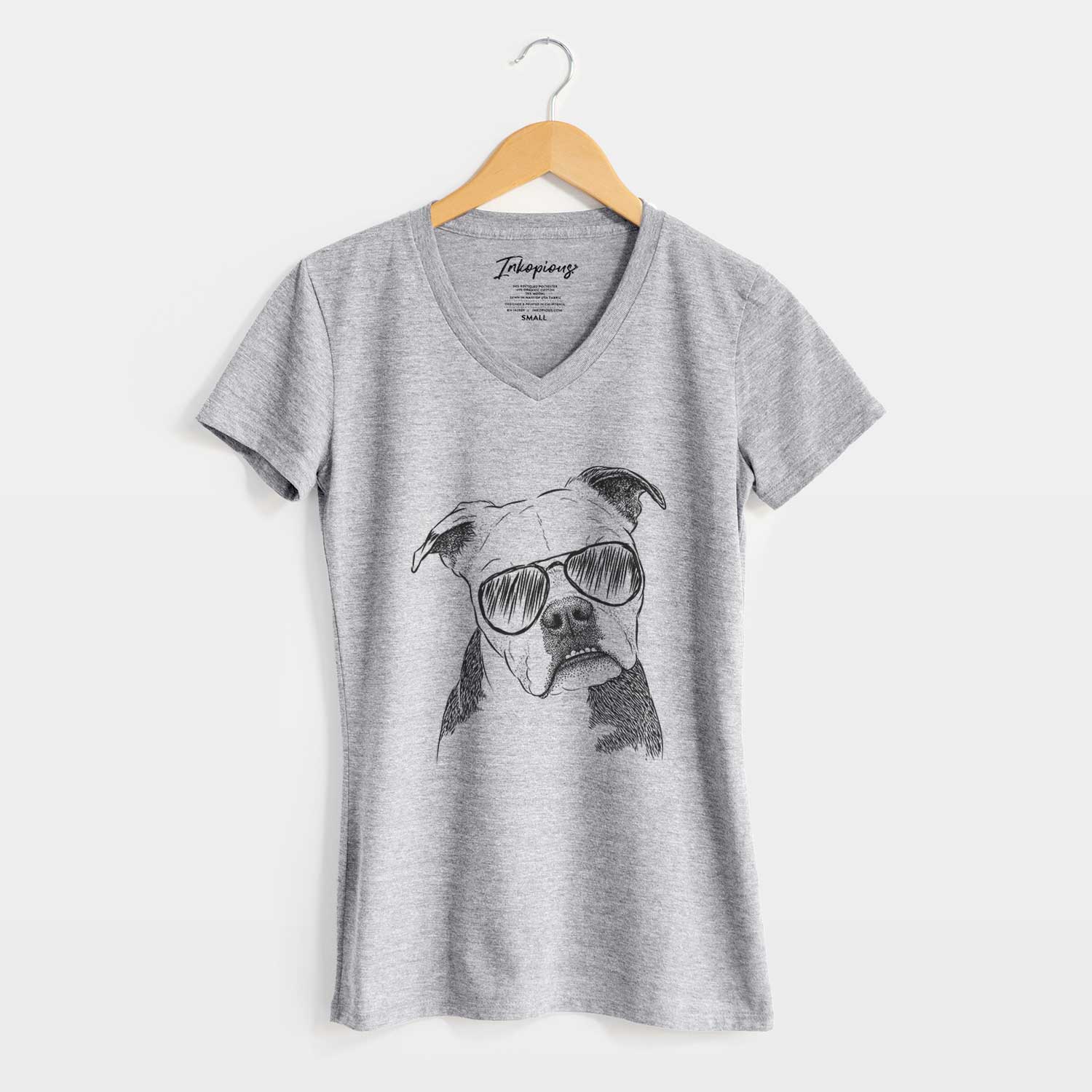 Aviator Aggy the Olde English Bulldogge - Women's V-neck Shirt