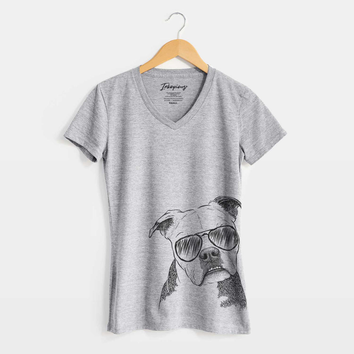 Aviator Aggy the Olde English Bulldogge - Women&#39;s V-neck Shirt