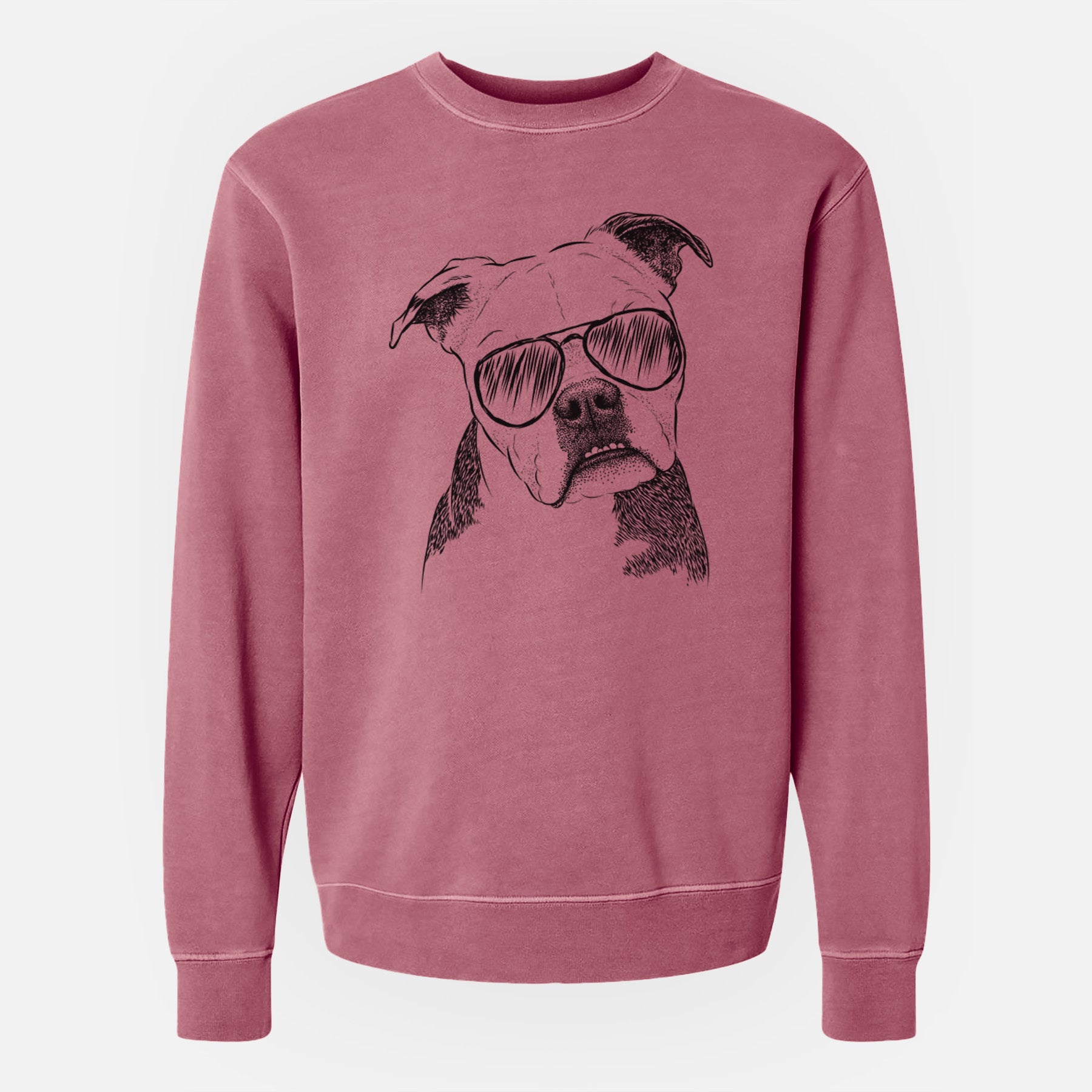 Aviator Aggy the Olde English Bulldogge - Unisex Pigment Dyed Crew Sweatshirt