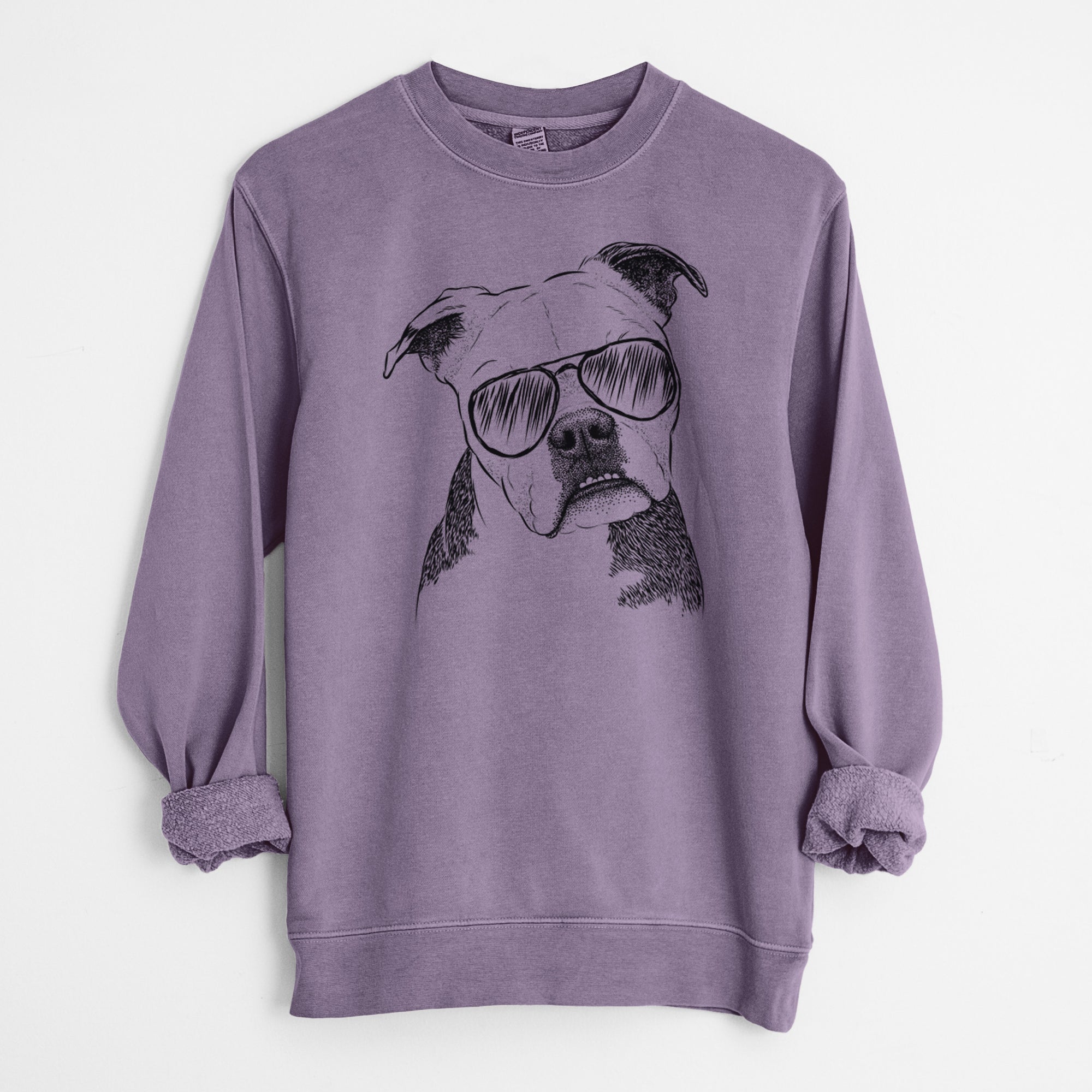 Aviator Aggy the Olde English Bulldogge - Unisex Pigment Dyed Crew Sweatshirt