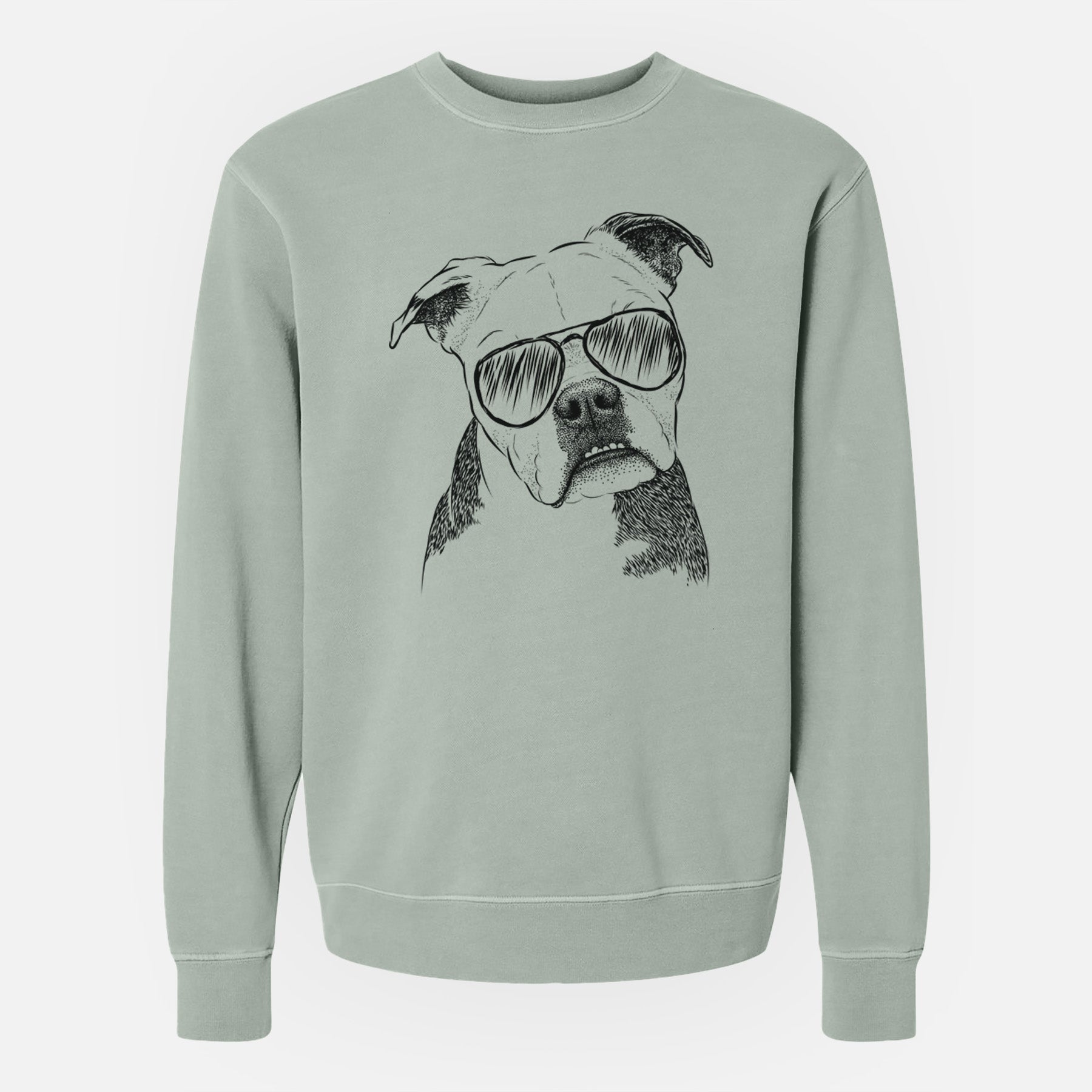 Aviator Aggy the Olde English Bulldogge - Unisex Pigment Dyed Crew Sweatshirt