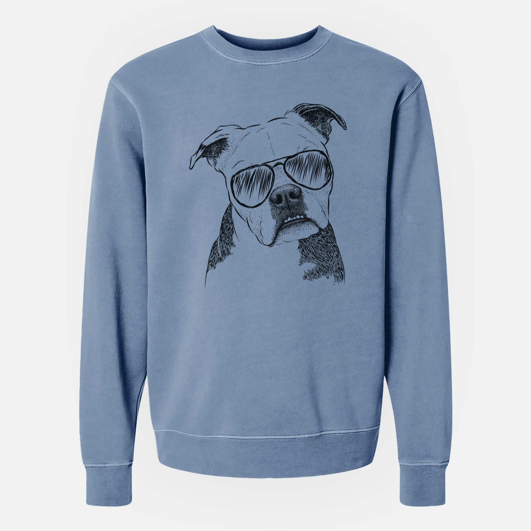 Aviator Aggy the Olde English Bulldogge - Unisex Pigment Dyed Crew Sweatshirt