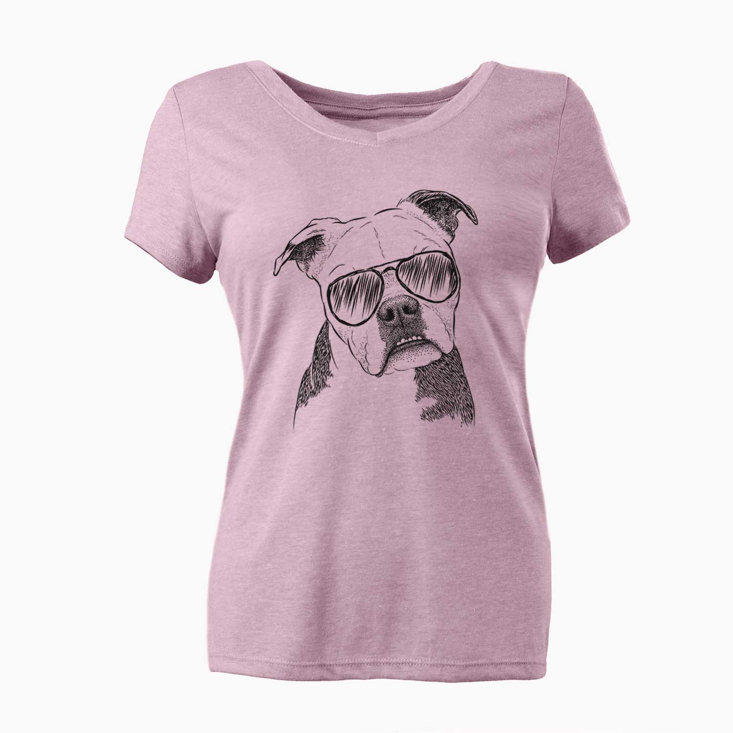 Aviator Aggy the Olde English Bulldogge - Women's V-neck Shirt