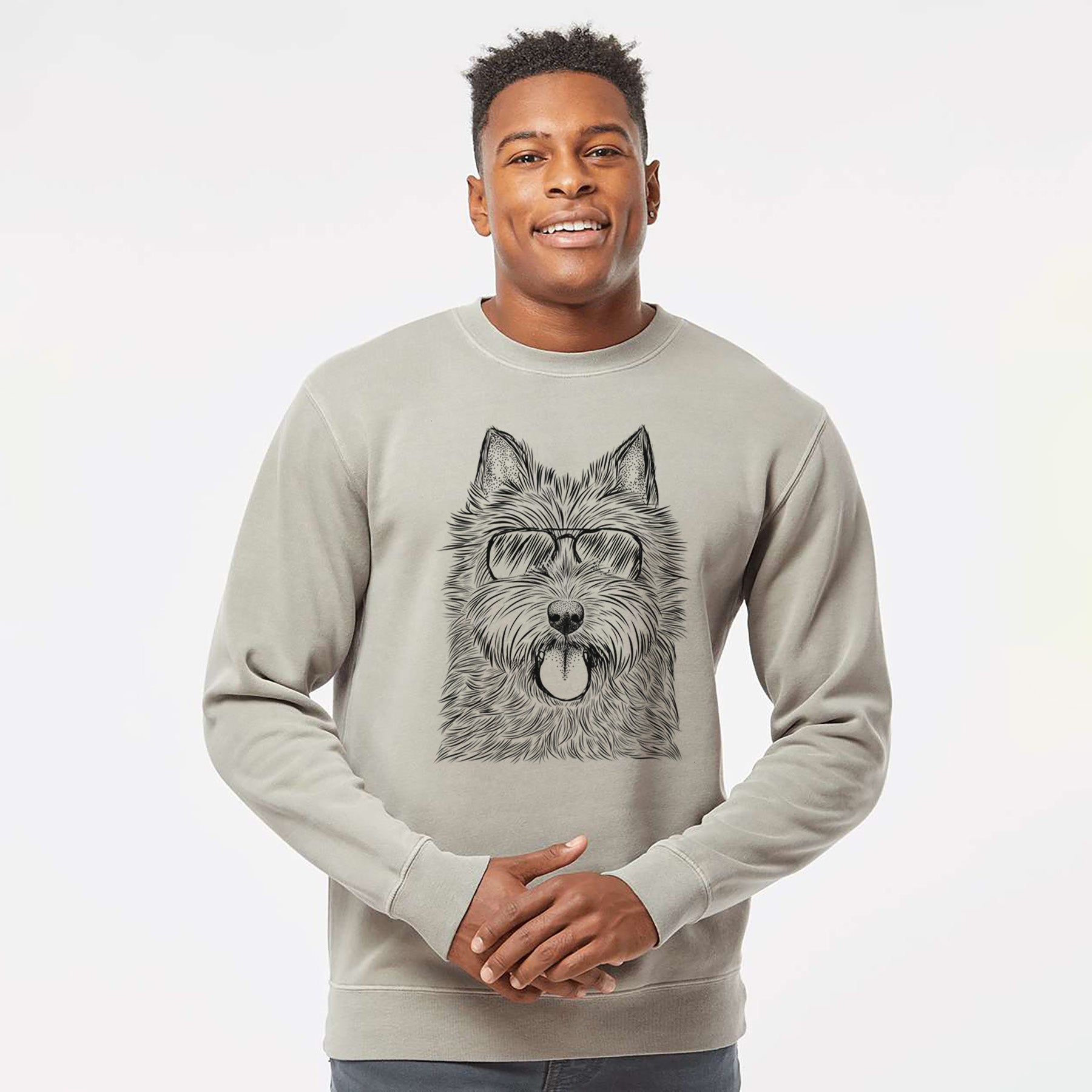 Aviator Alfie the Norwich Terrier - Unisex Pigment Dyed Crew Sweatshirt