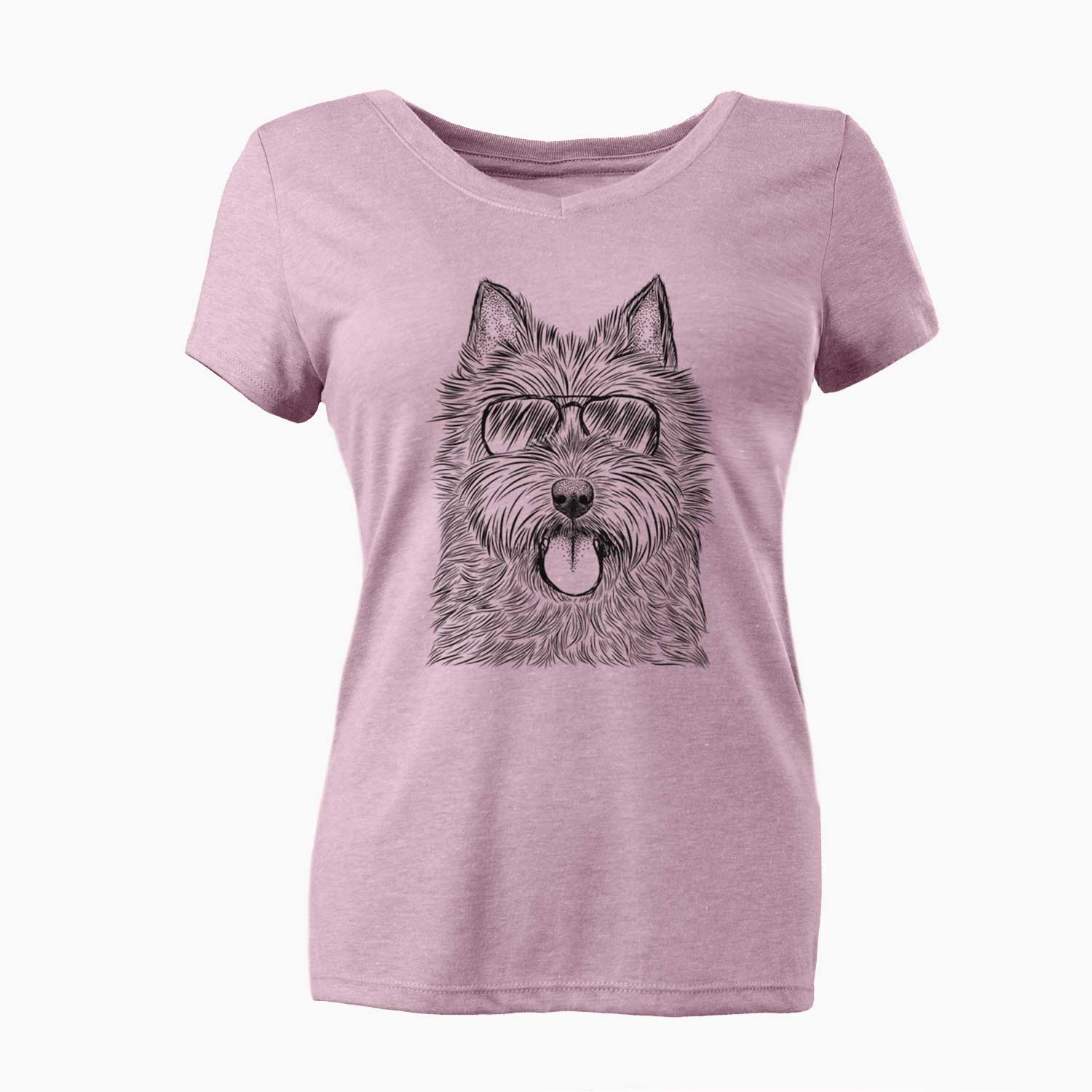 Aviator Alfie the Norwich Terrier - Women's V-neck Shirt