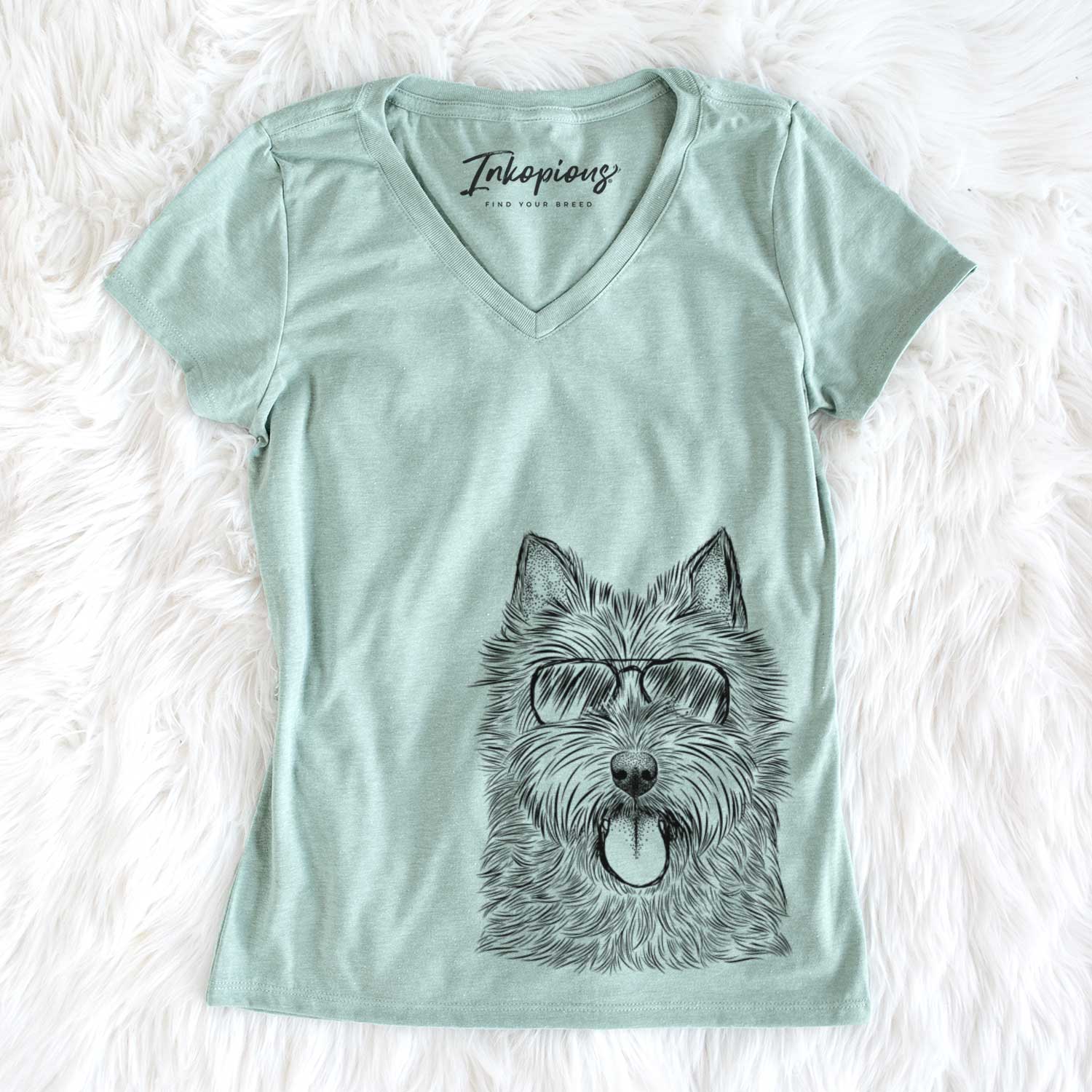 Aviator Alfie the Norwich Terrier - Women's V-neck Shirt