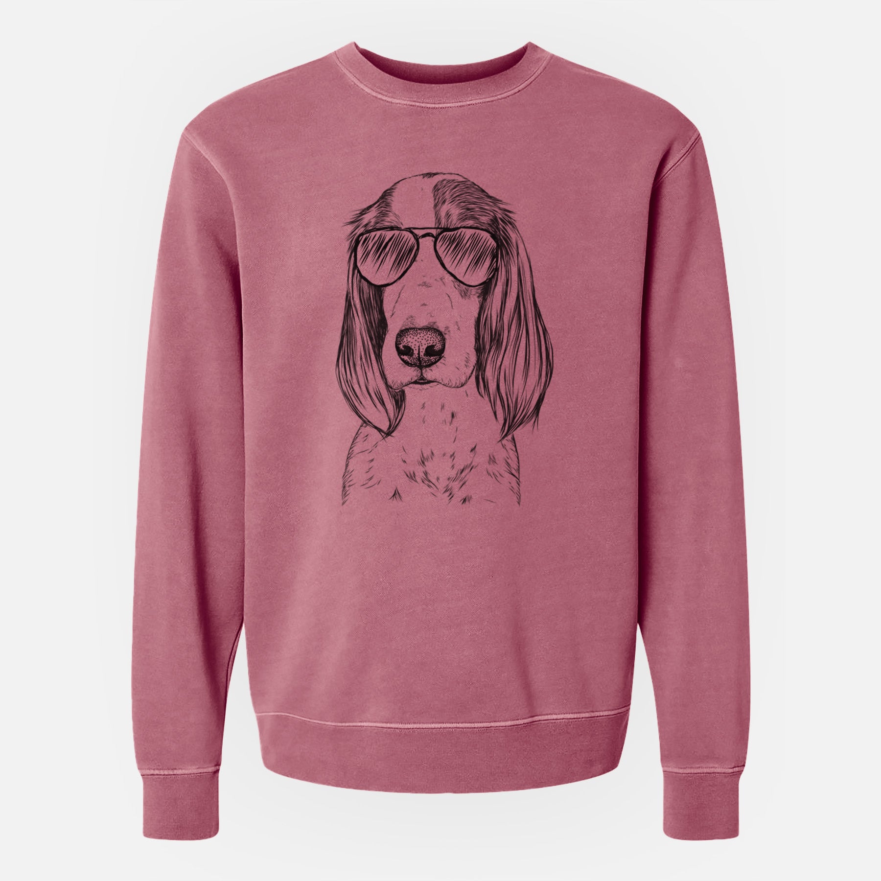 Aviator Aline the Irish Red and White Setter - Unisex Pigment Dyed Crew Sweatshirt