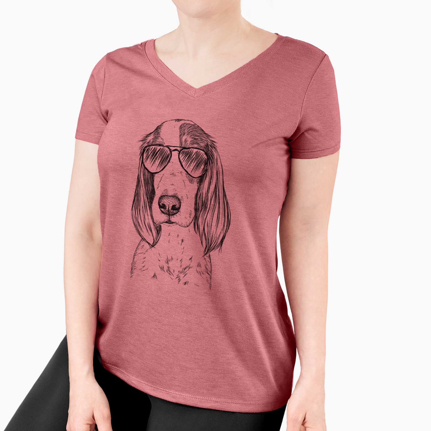 Aviator Aline the Irish Red and White Setter - Women's V-neck Shirt