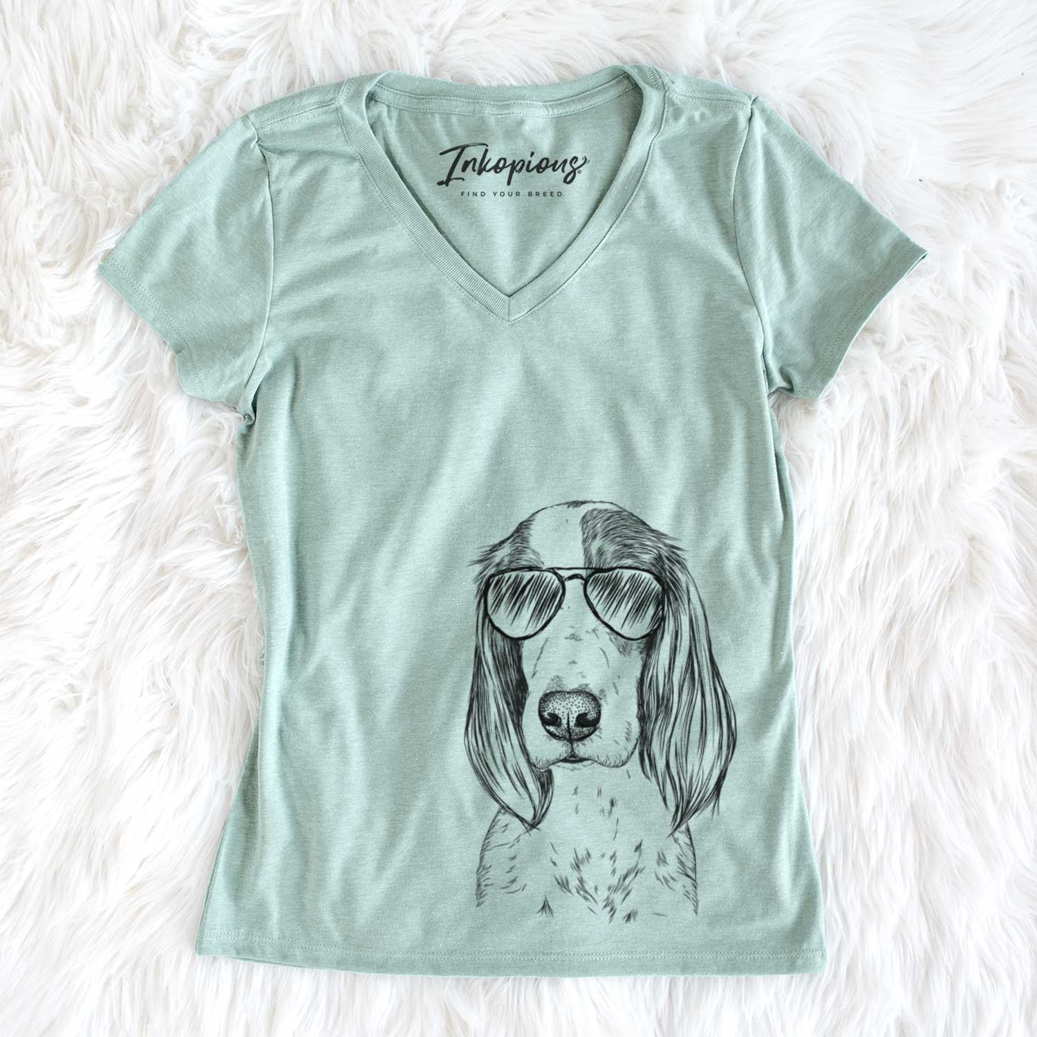 Aviator Aline the Irish Red and White Setter - Women's V-neck Shirt