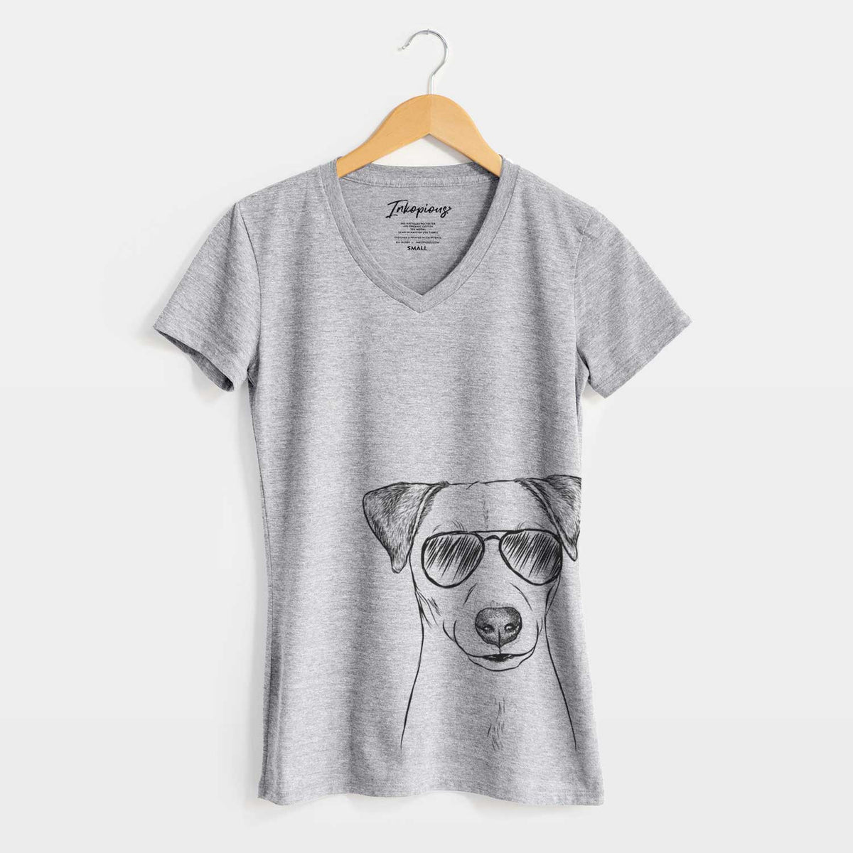 Aviator Ally the Jack Russell Terrier - Women&#39;s V-neck Shirt