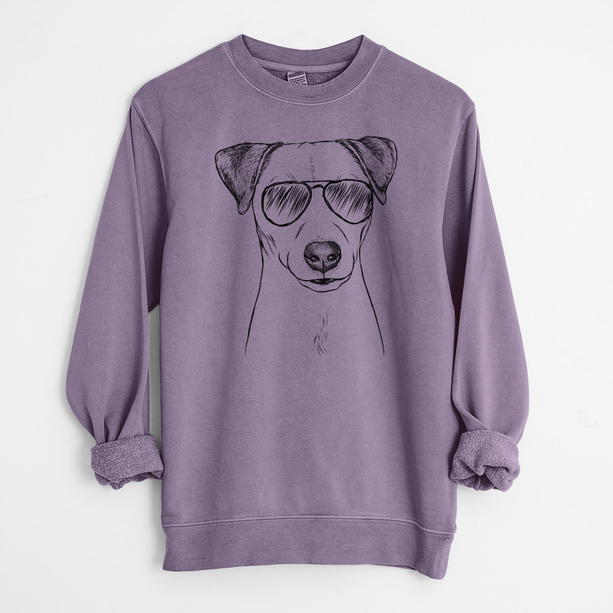 Aviator Ally the Jack Russell Terrier - Unisex Pigment Dyed Crew Sweatshirt