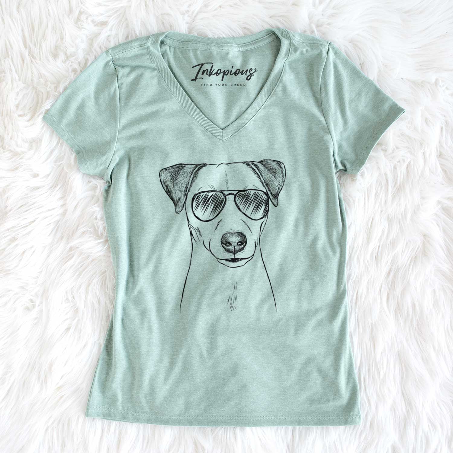 Aviator Ally the Jack Russell Terrier - Women's V-neck Shirt