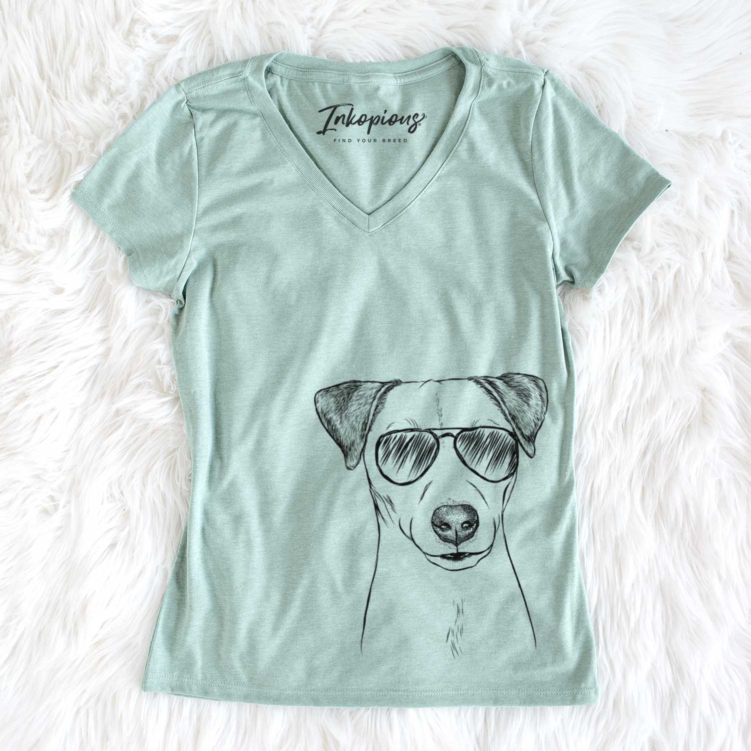 Aviator Ally the Jack Russell Terrier - Women's V-neck Shirt