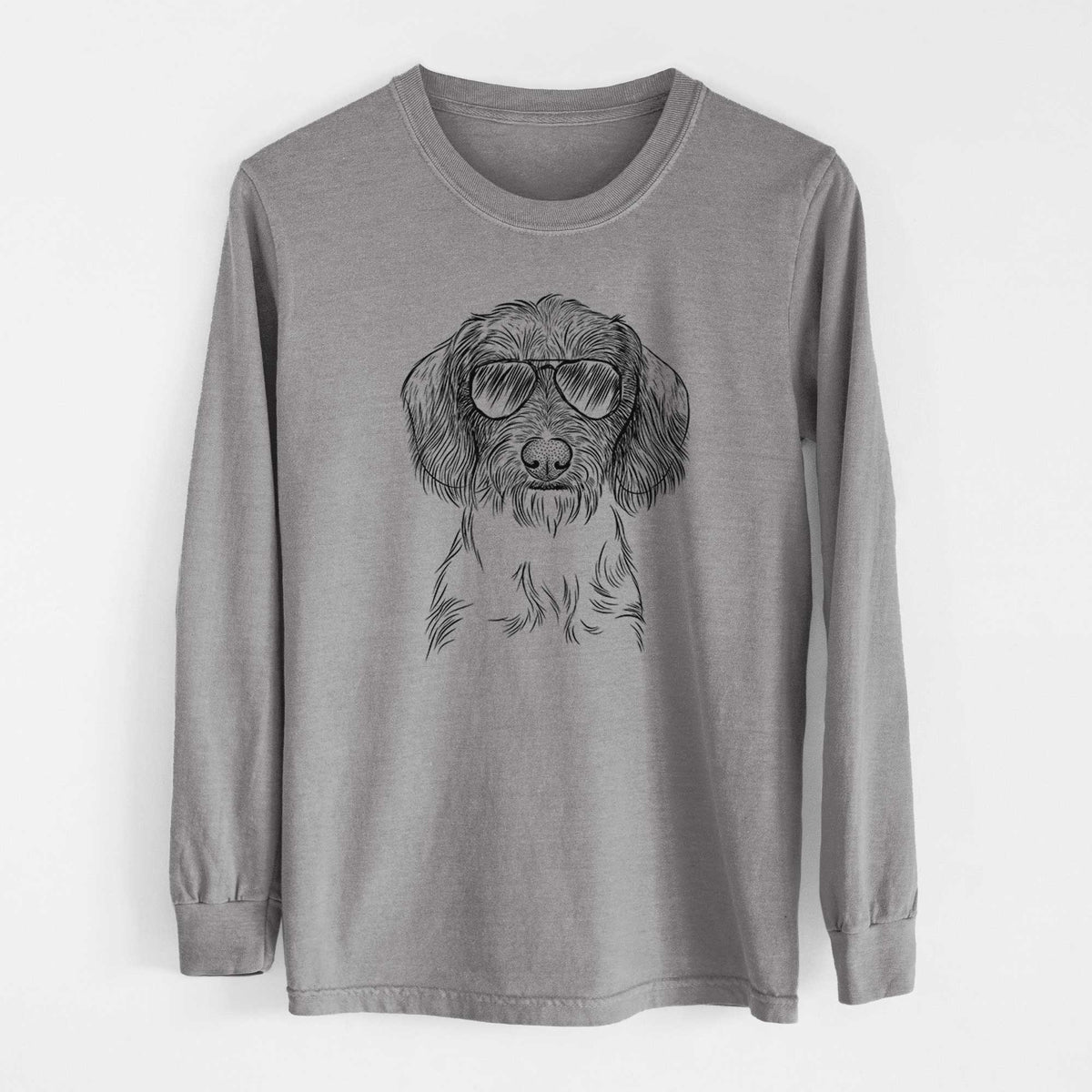 Aviators Almond the Wirehaired Dachshund - Heavyweight 100% Cotton Long Sleeve