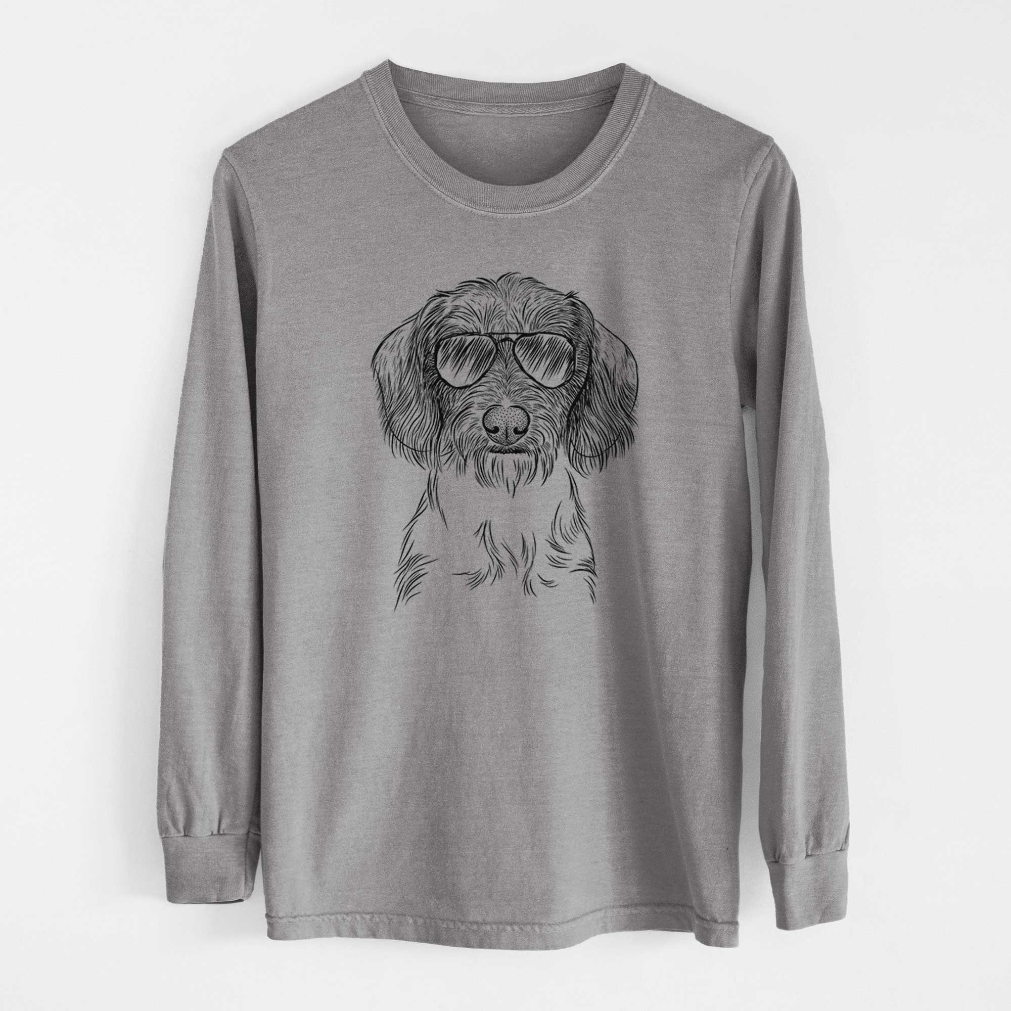 Aviators Almond the Wirehaired Dachshund - Heavyweight 100% Cotton Long Sleeve