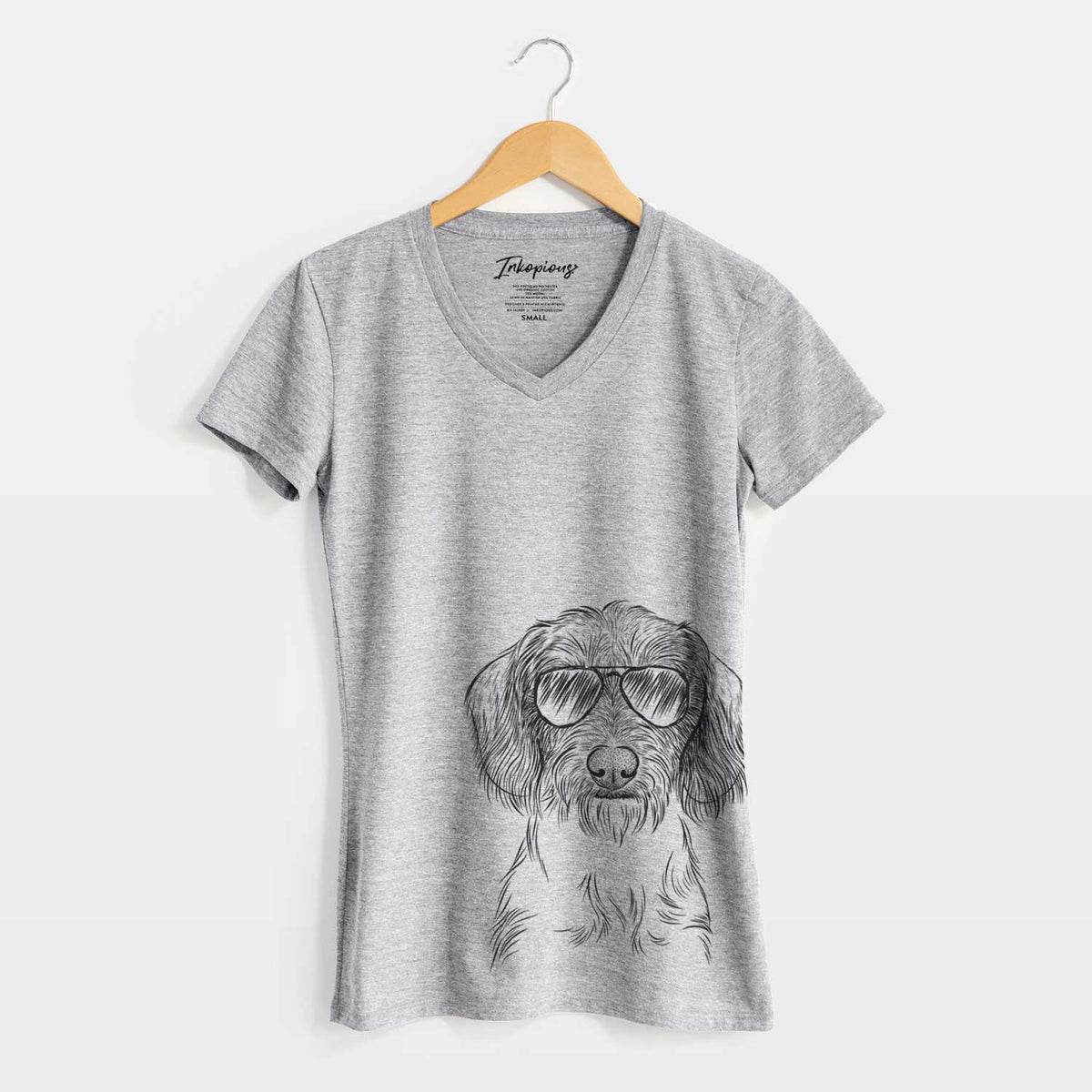 Aviator Almond the Wirehaired Dachshund - Women&#39;s V-neck Shirt