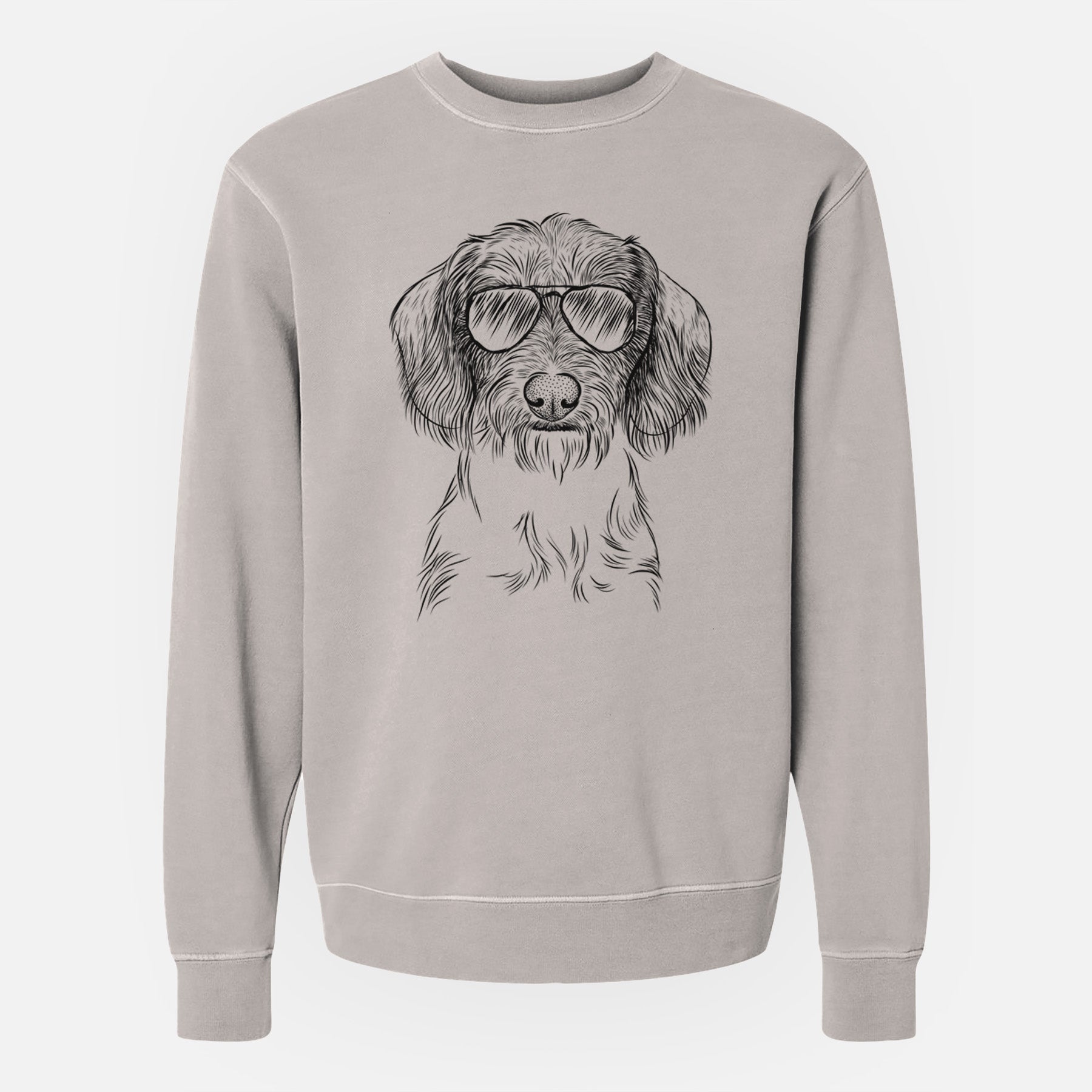 Aviator Almond the Wirehaired Dachshund - Unisex Pigment Dyed Crew Sweatshirt