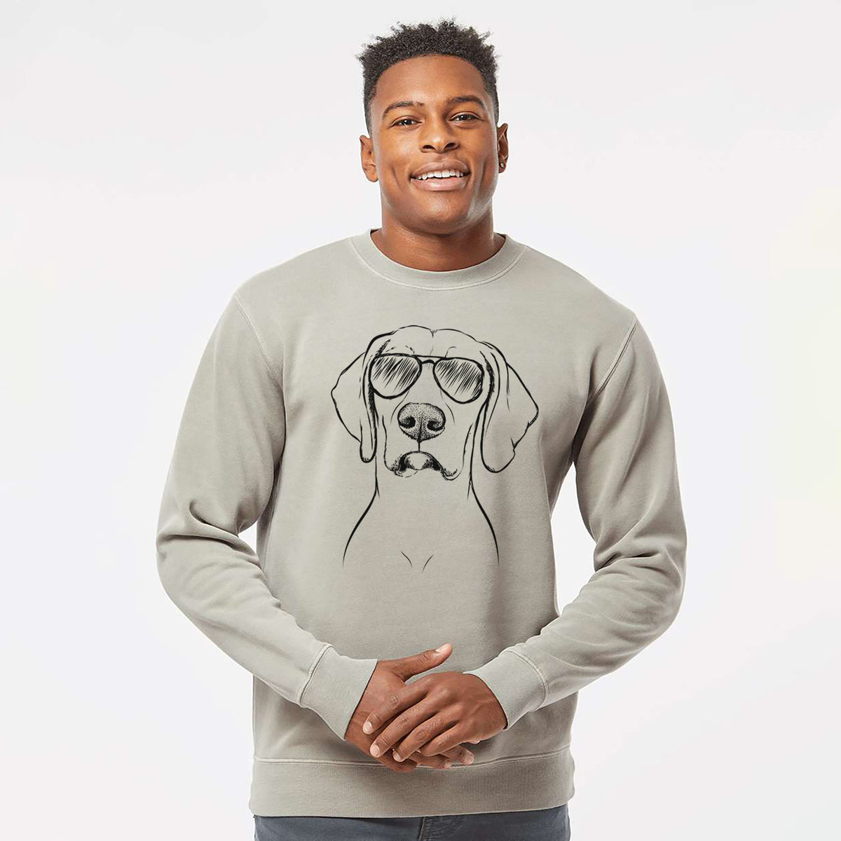 Aviator Almond the Vizmaraner - Unisex Pigment Dyed Crew Sweatshirt